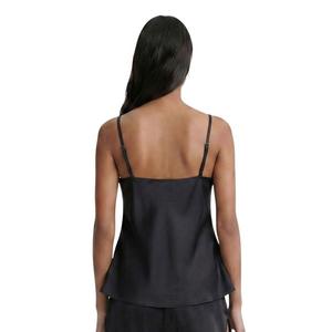 L/AB c/o Off-White Women&rsquo;s Rhinestone Solid Sateen Sleep Camisole - Black - BLACK