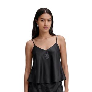L/AB c/o Off-White Women&rsquo;s Rhinestone Solid Sateen Sleep Camisole - Black - BLACK