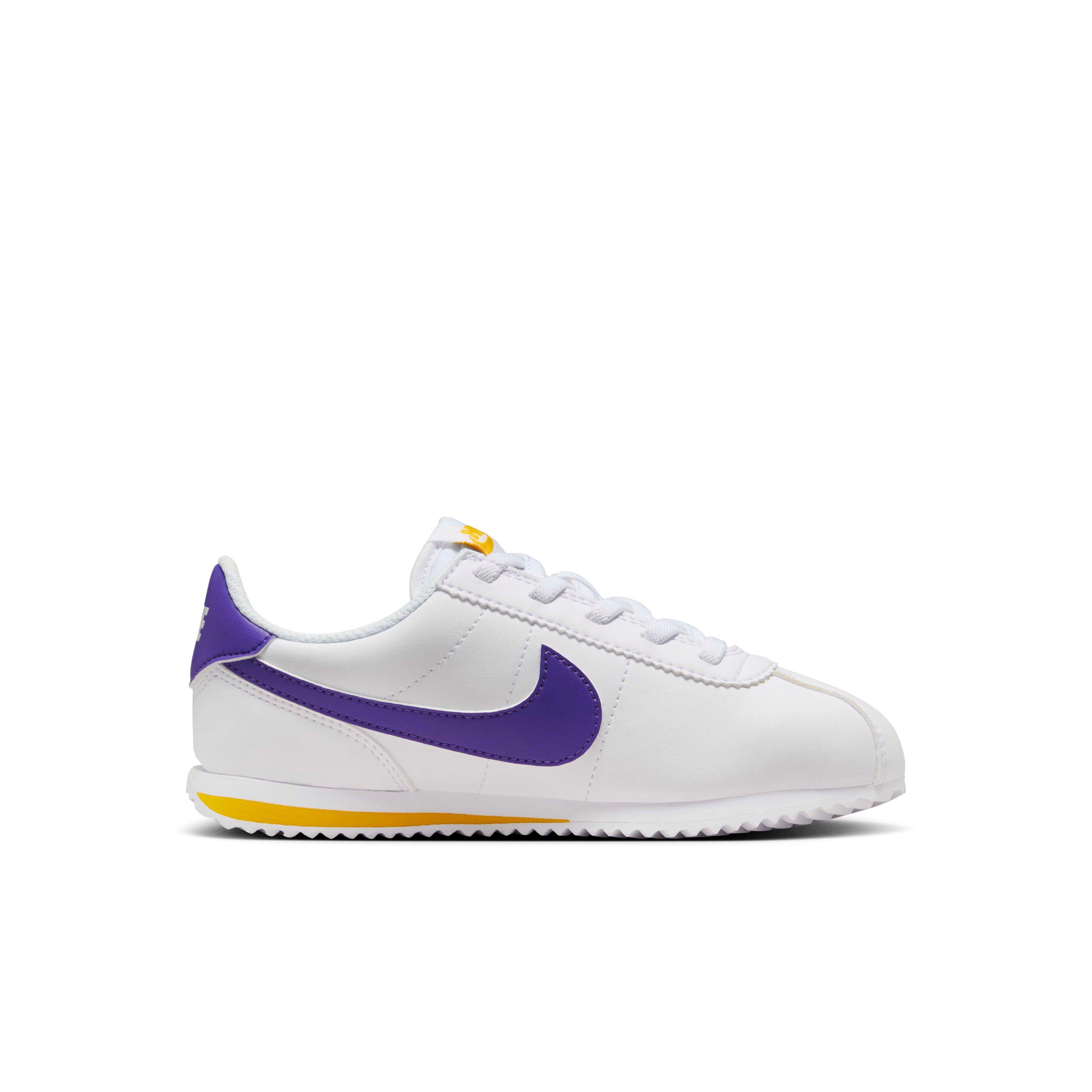 Nike Cortez EasyOn Preschool Girls' "White/Varsity Maize/Varsity Purple" Shoe