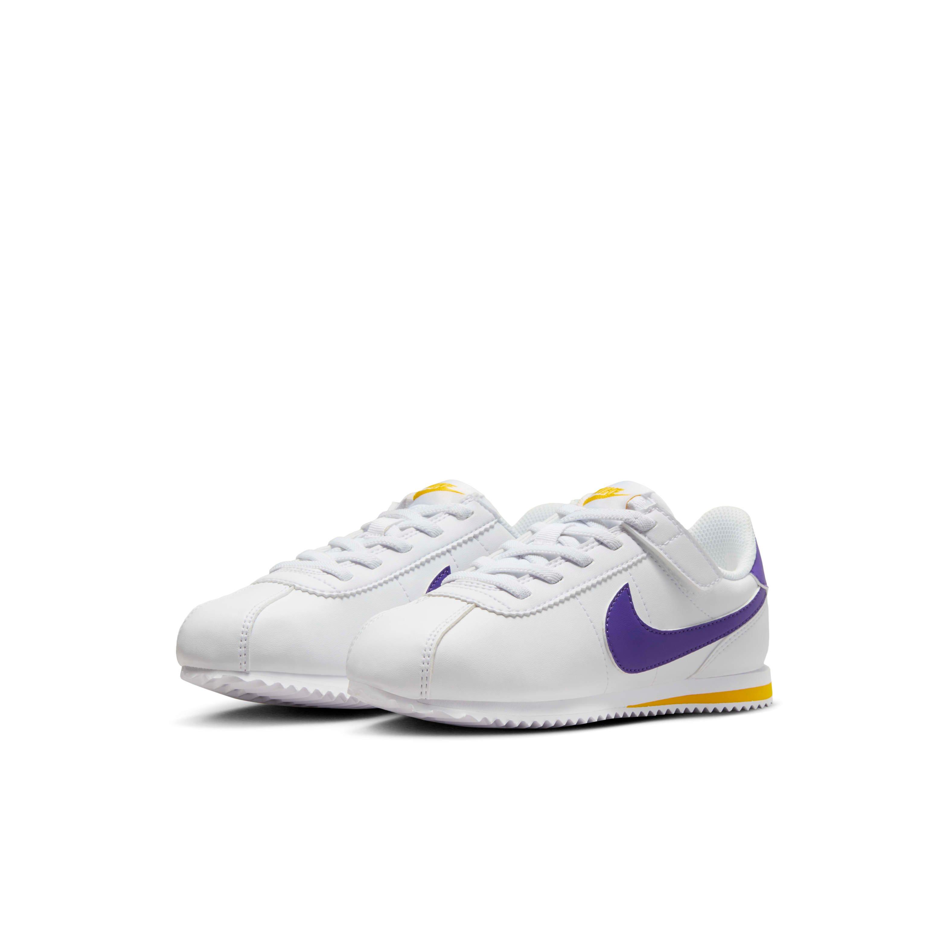 Nike Cortez EasyOn Preschool Girls' "White/Varsity Maize/Varsity Purple" Shoe