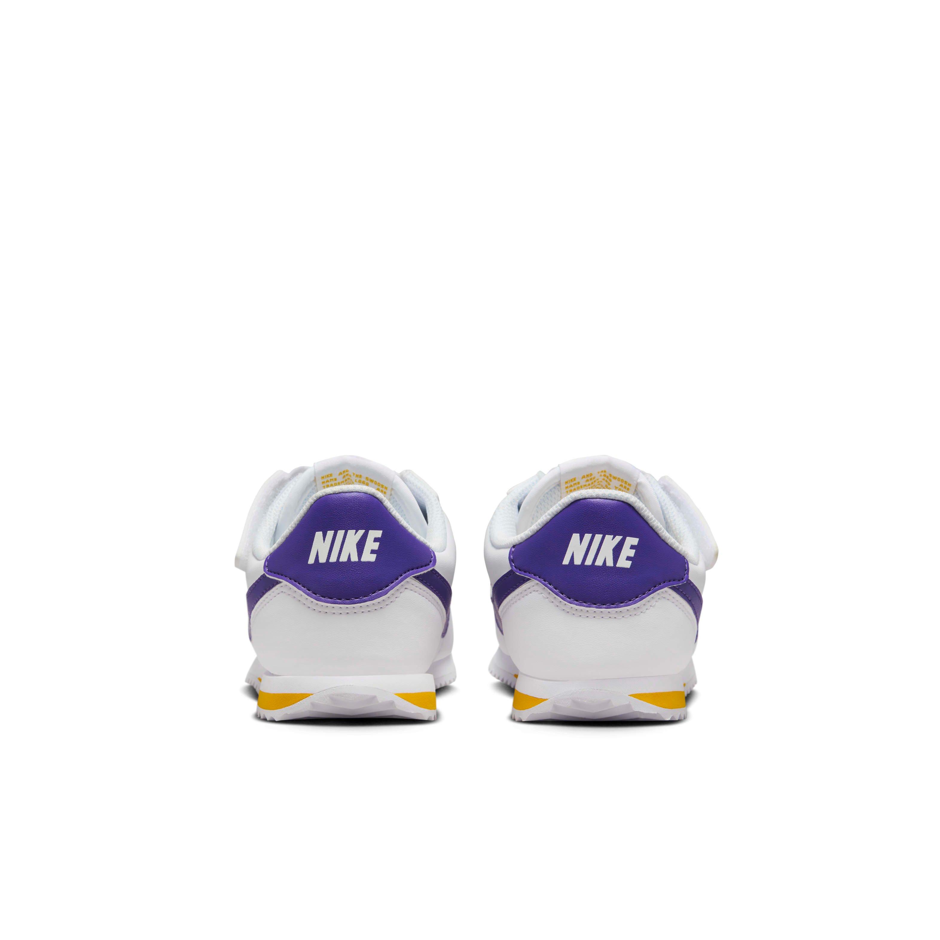 Nike Cortez EasyOn Preschool Girls' "White/Varsity Maize/Varsity Purple" Shoe