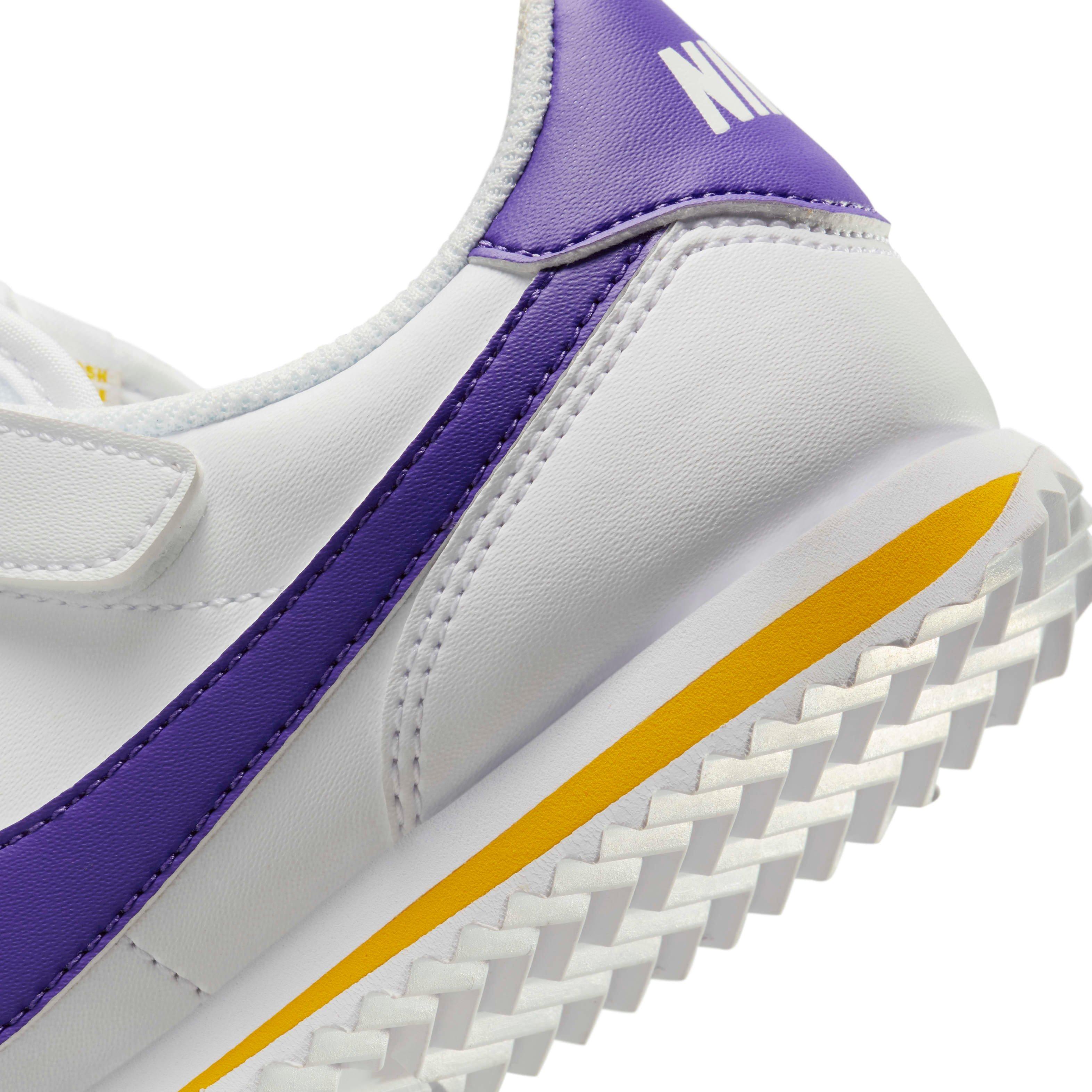 Nike Cortez EasyOn Preschool Girls' "White/Varsity Maize/Varsity Purple" Shoe