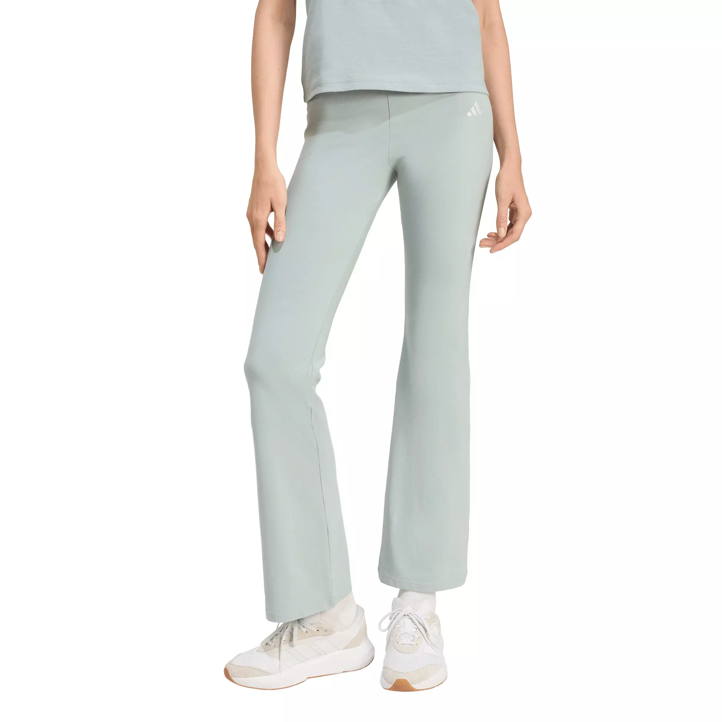 adidas Women's Essentials Small Logo Flared Leggings - Sage Green - SAGE GREEN