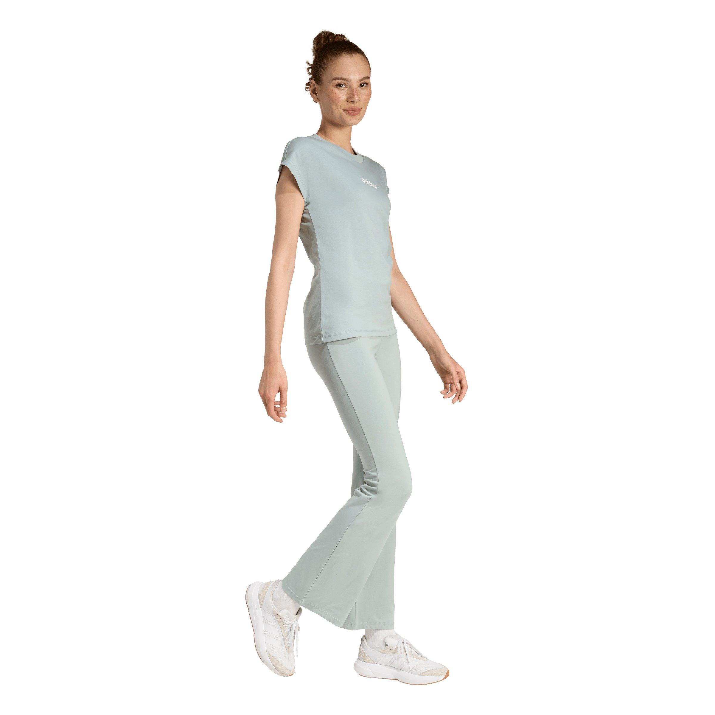 adidas Women's Essentials Small Logo Flared Leggings - Sage Green - SAGE GREEN Thumbnail View 5