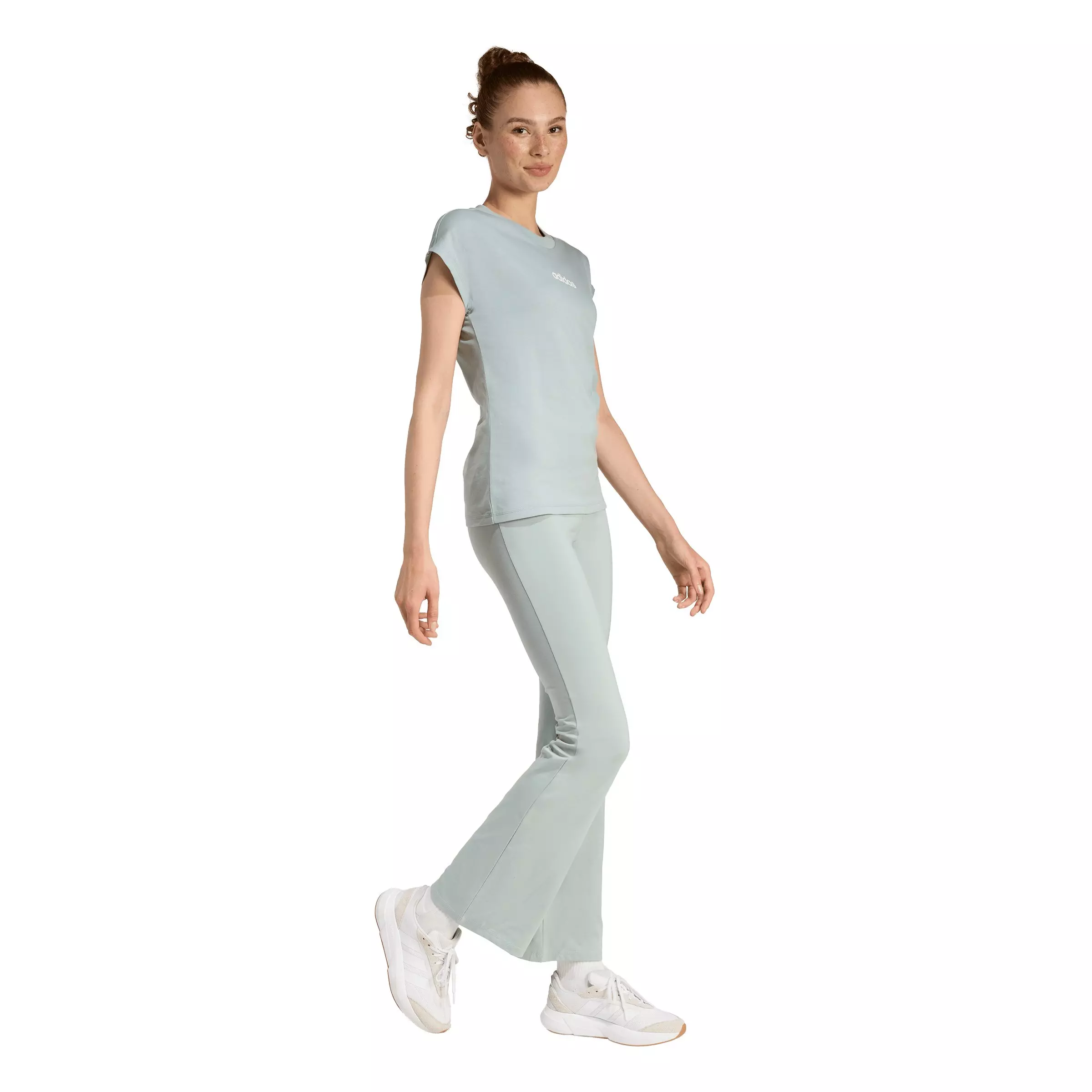 adidas Women's Essentials Small Logo Flared Leggings - Sage Green - SAGE GREEN