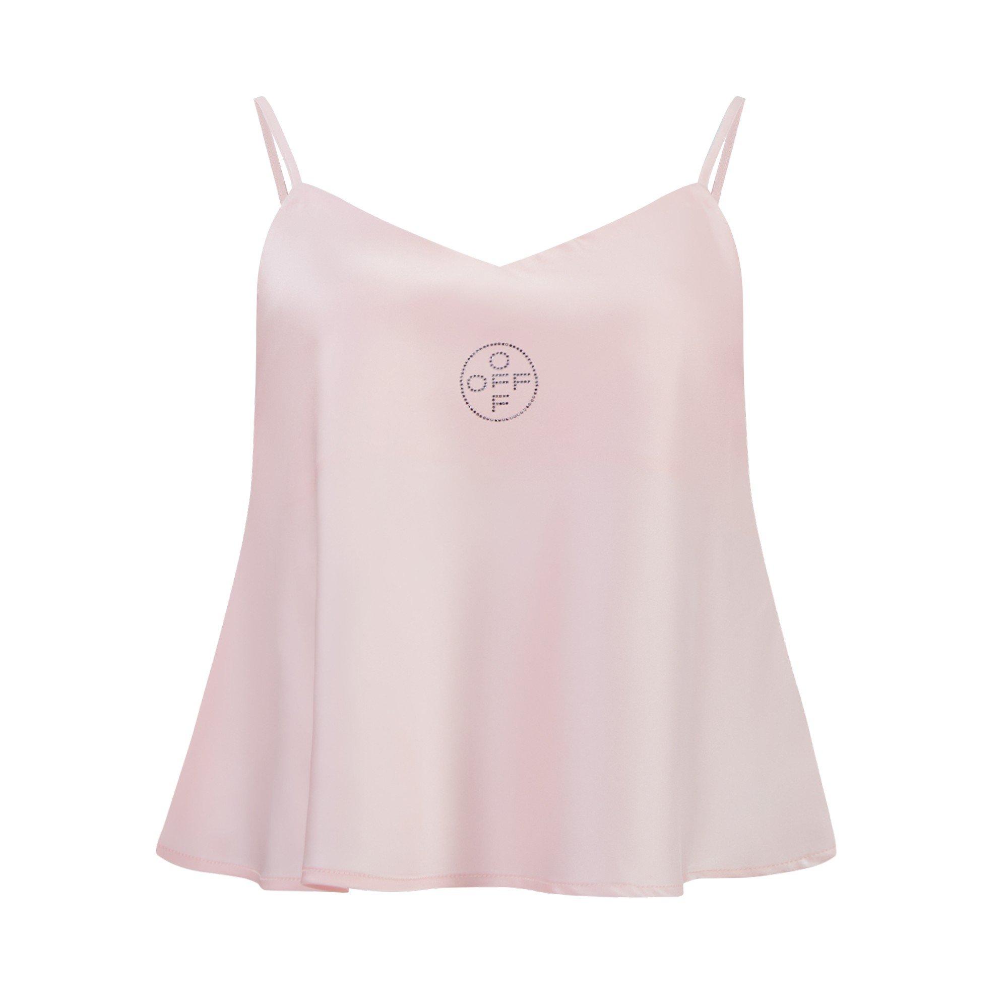 L/AB c/o Off-White Women&rsquo;s Rhinestone Solid Sateen Sleep Camisole - Pink - PINK
