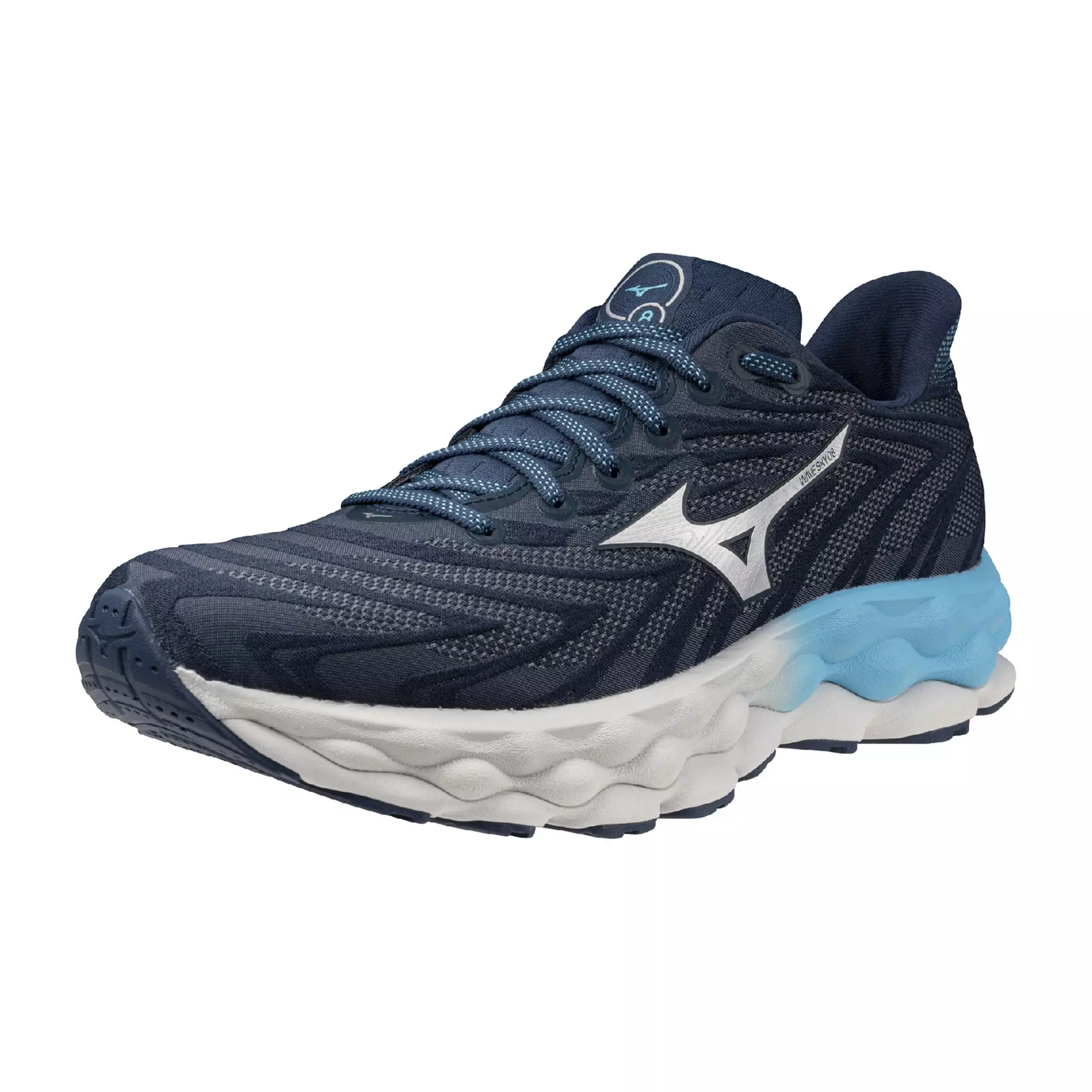Mizuno Wave Sky 8 "Blue Wing Teal/Silver" Men's Running Shoe - BLUE/SILVER