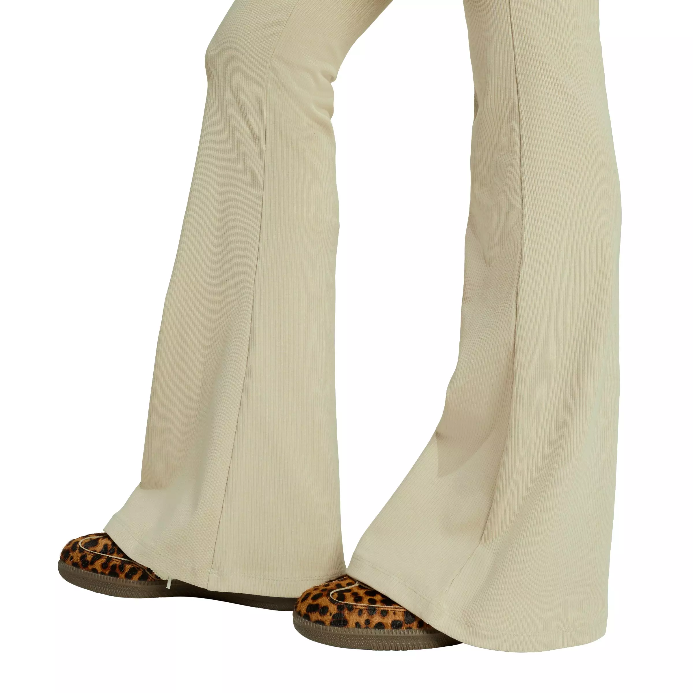 adidas Originals Women's Essentials Rib Flared Leggings-Khaki - KHAKI