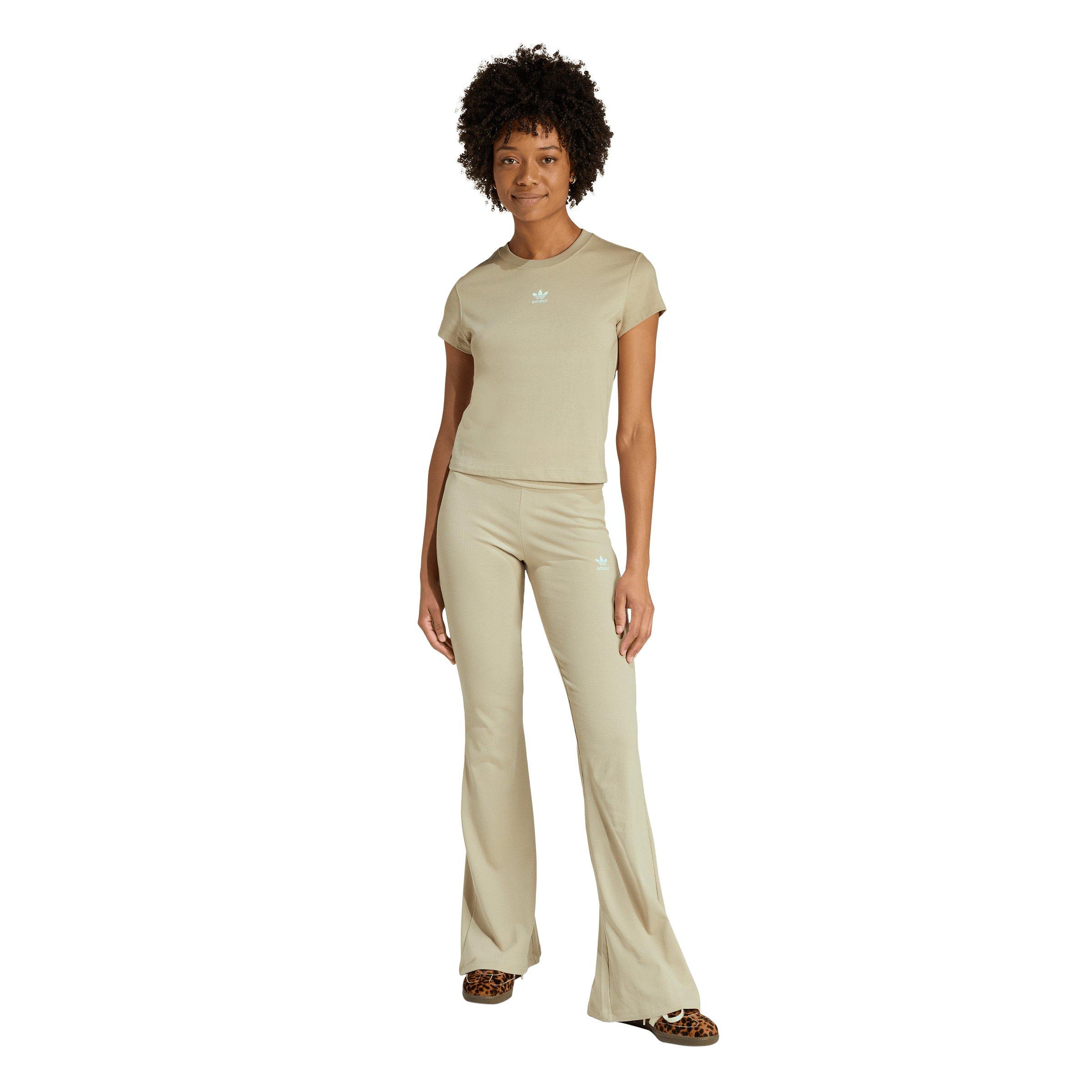 adidas Originals Women's Essentials Rib Flared Leggings - Khaki - KHAKI Thumbnail View 5