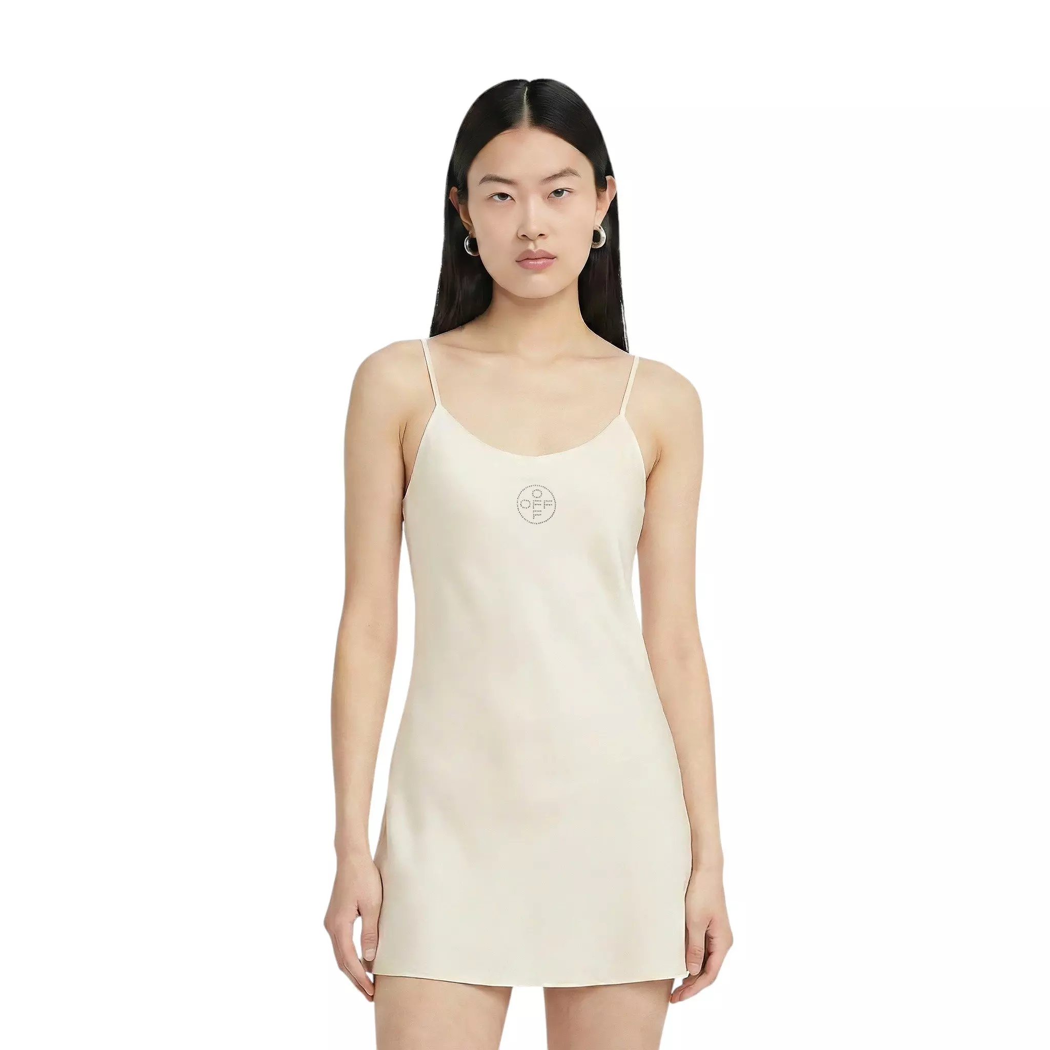 L/AB c/o Off-White Women's Rhinestone Strap Short Sateen Camisole - White - WHITE