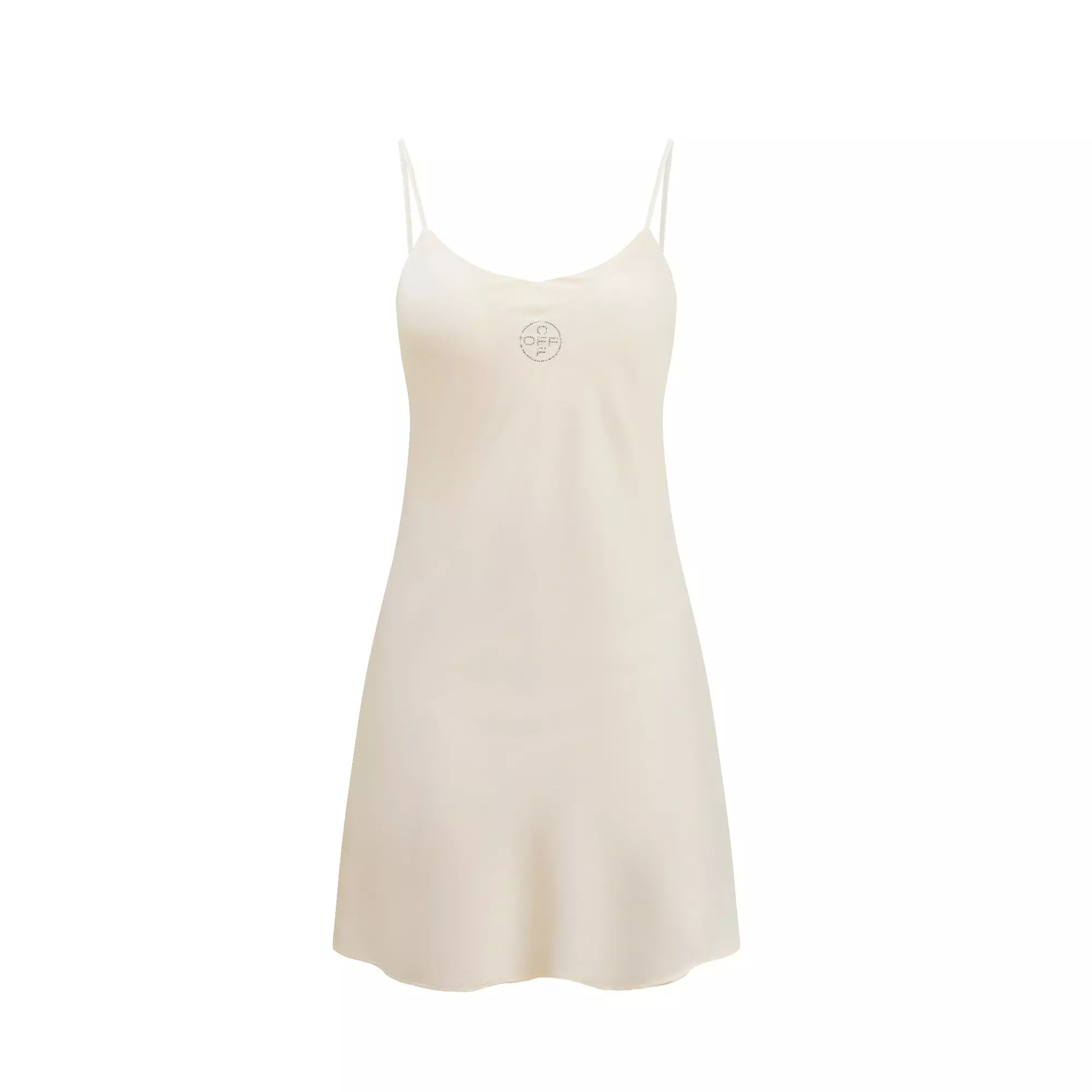 L/AB c/o Off-White Women's Rhinestone Strap Short Sateen Camisole - White - WHITE
