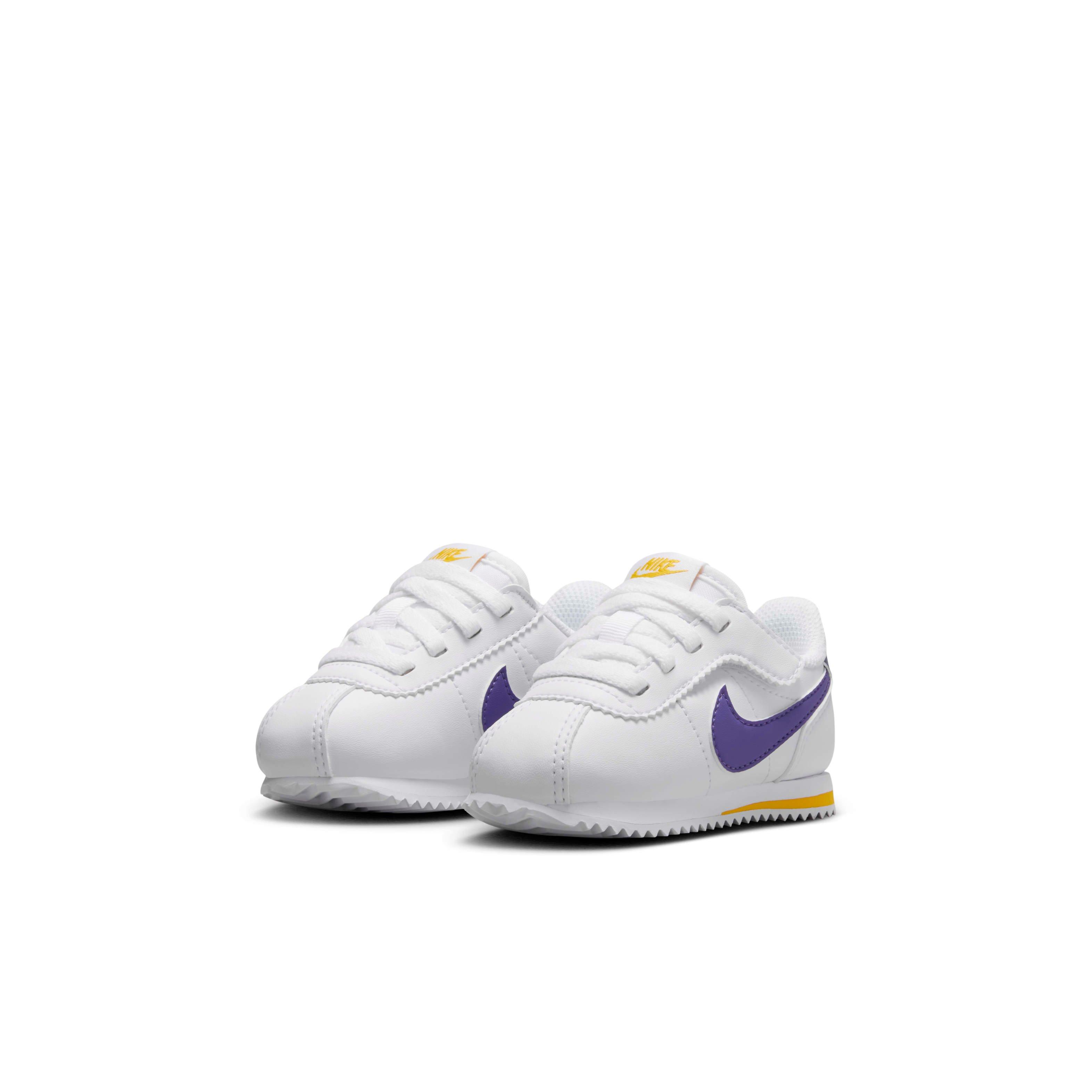 Nike Cortez EasyOn Infant Girls' "White/Varsity Maize/Varsity Purple" Shoe