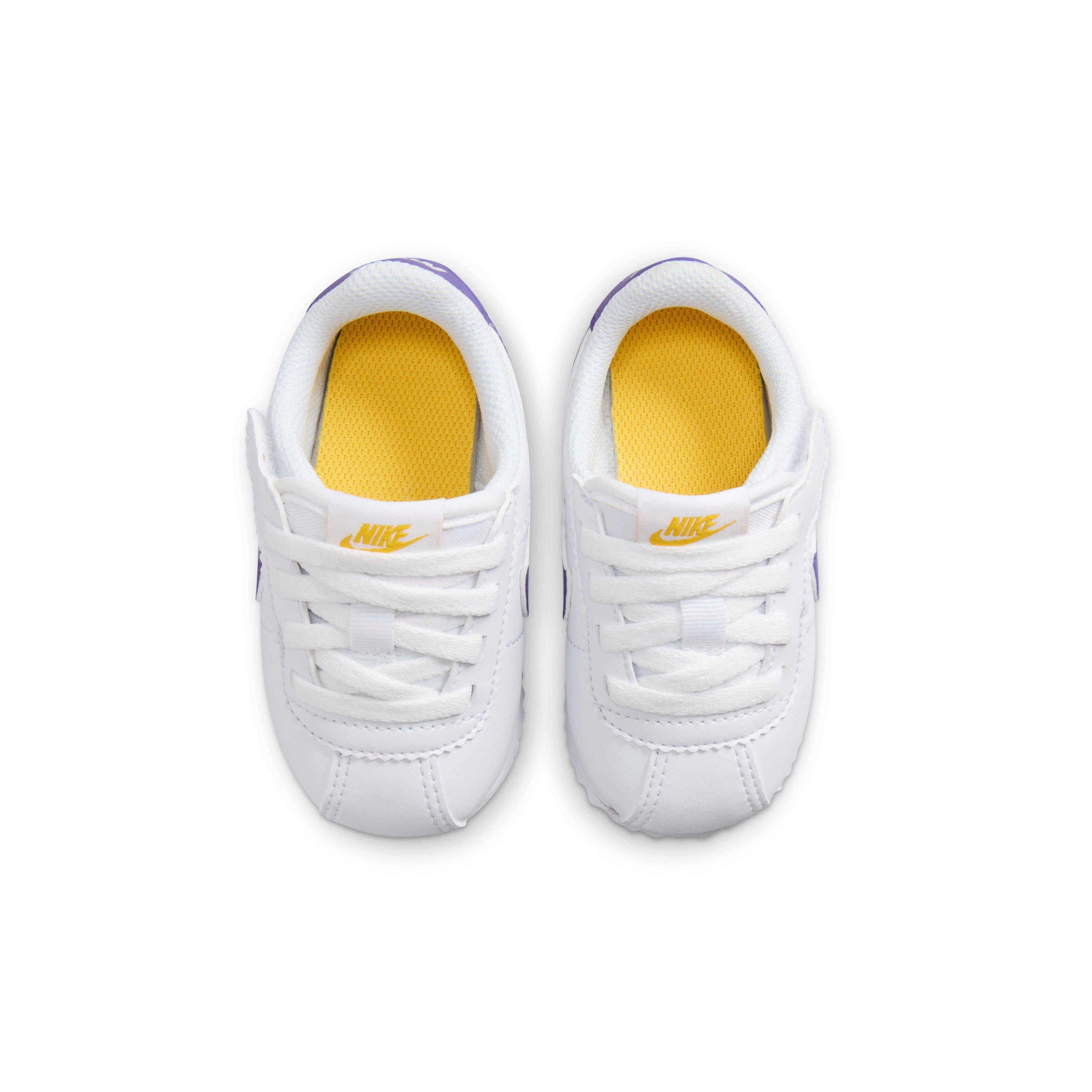 Nike Cortez EasyOn Infant Girls' "White/Varsity Maize/Varsity Purple" Shoe