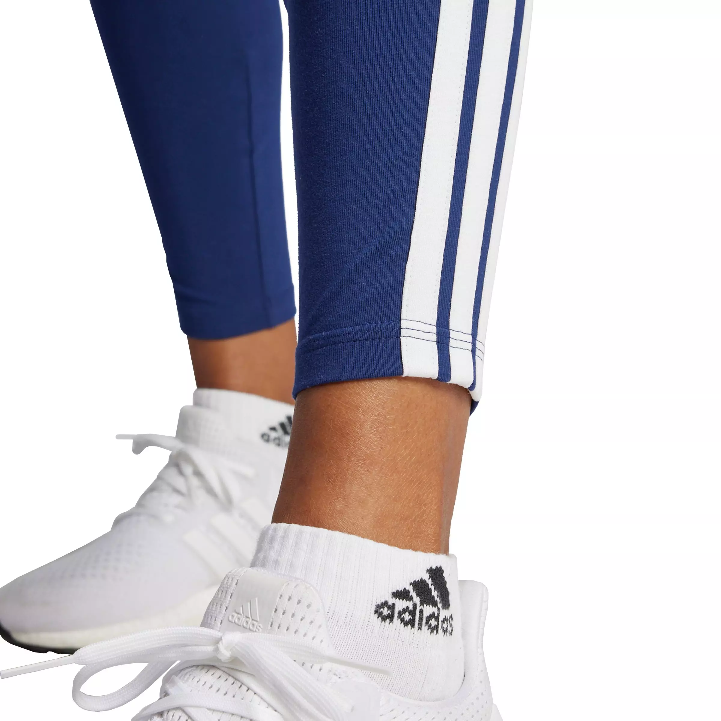 adidas Women's Essentials 3-Stripes Cotton Leggings-Dark Blue - DK BLUE
