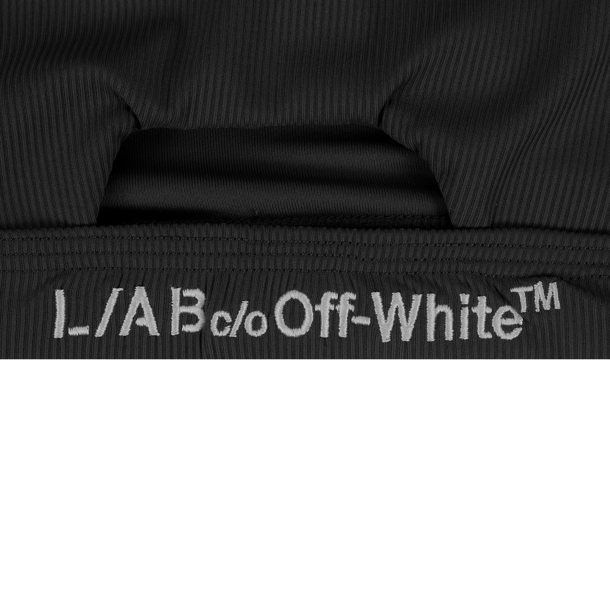 L/AB c/o Off-White Women's Ribbed Texture Solid Scoop Neck Keyhole Bikini Top - Black - BLACK