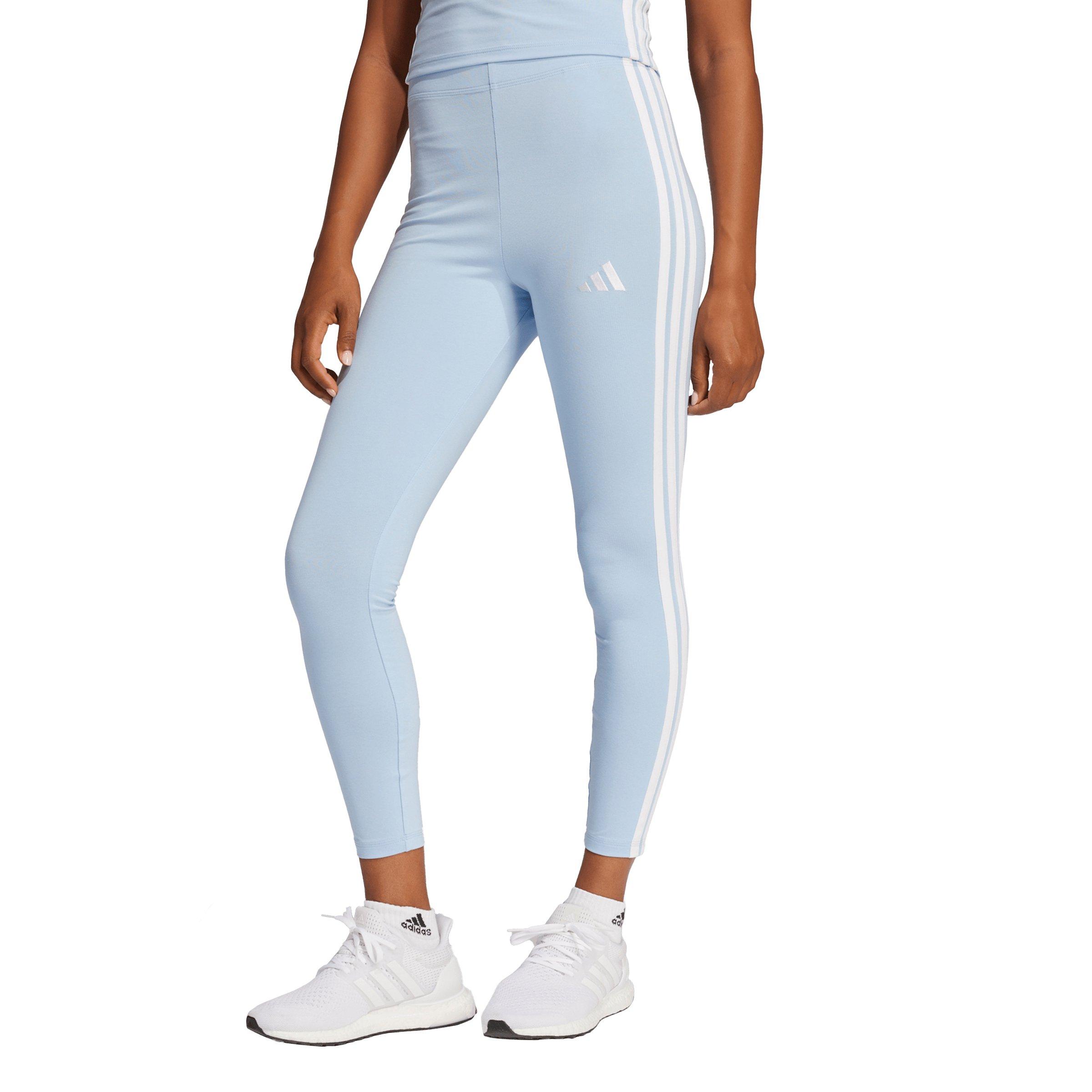 adidas Women's Essentials 3-Stripes Cotton Leggings - Blue/White - BLUE/WHITE Thumbnail View 1