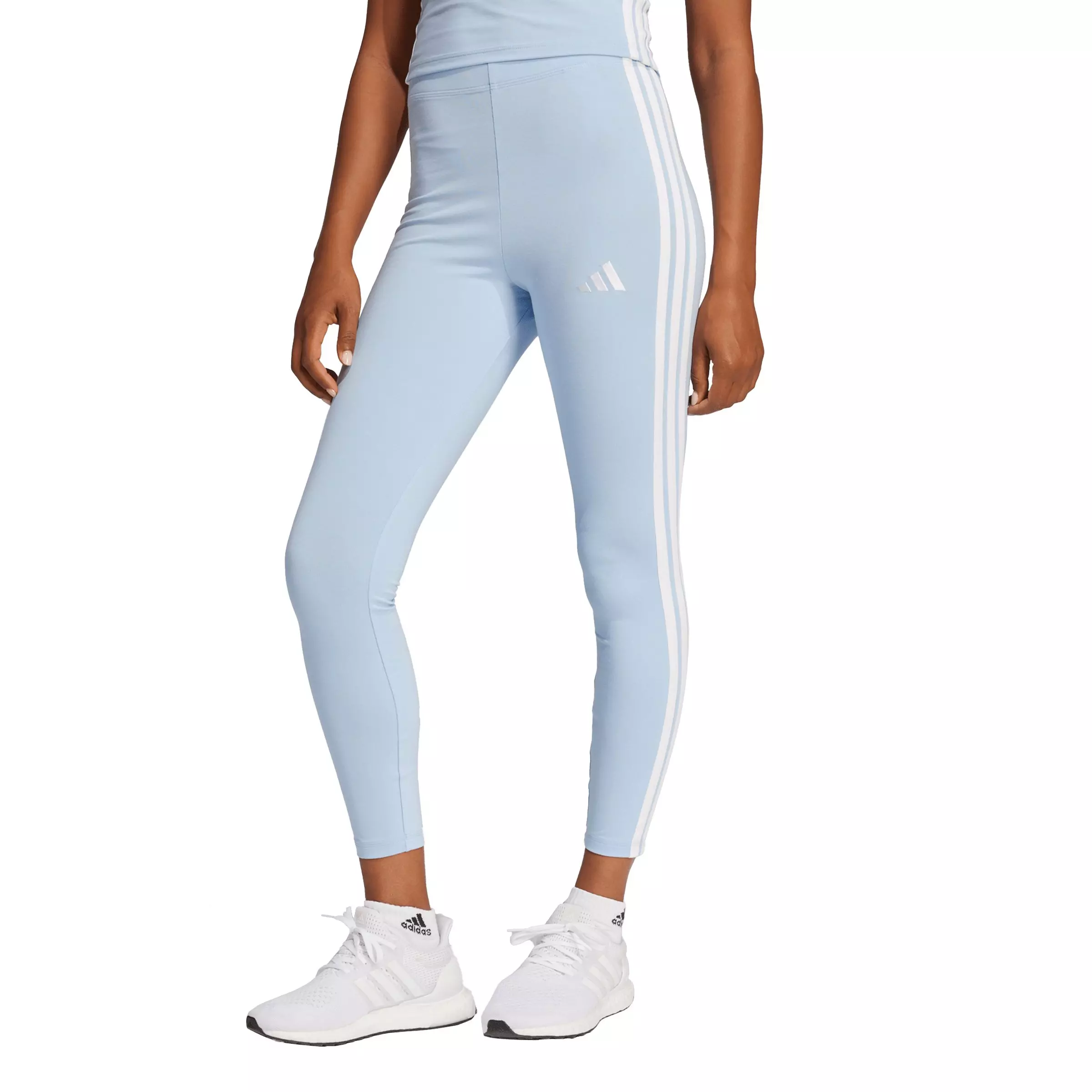 adidas Women's Essentials 3-Stripes Cotton Leggings - Blue/White - BLUE/WHITE