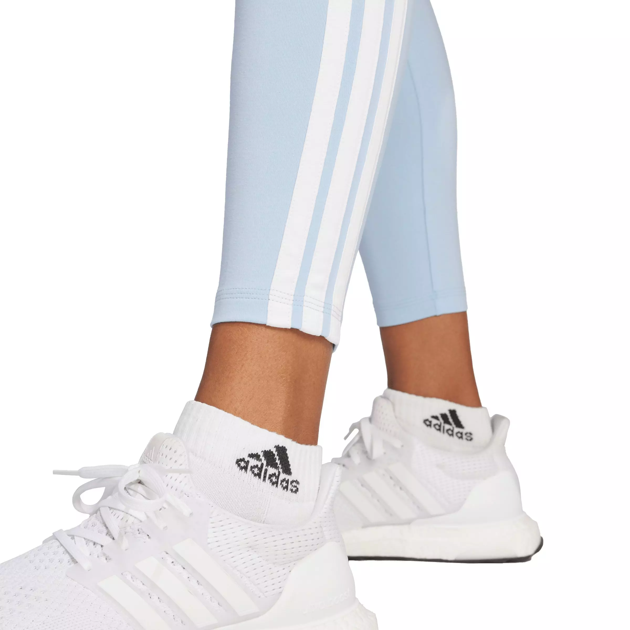 adidas Women's Essentials 3-Stripes Cotton Leggings - Blue/White - BLUE/WHITE