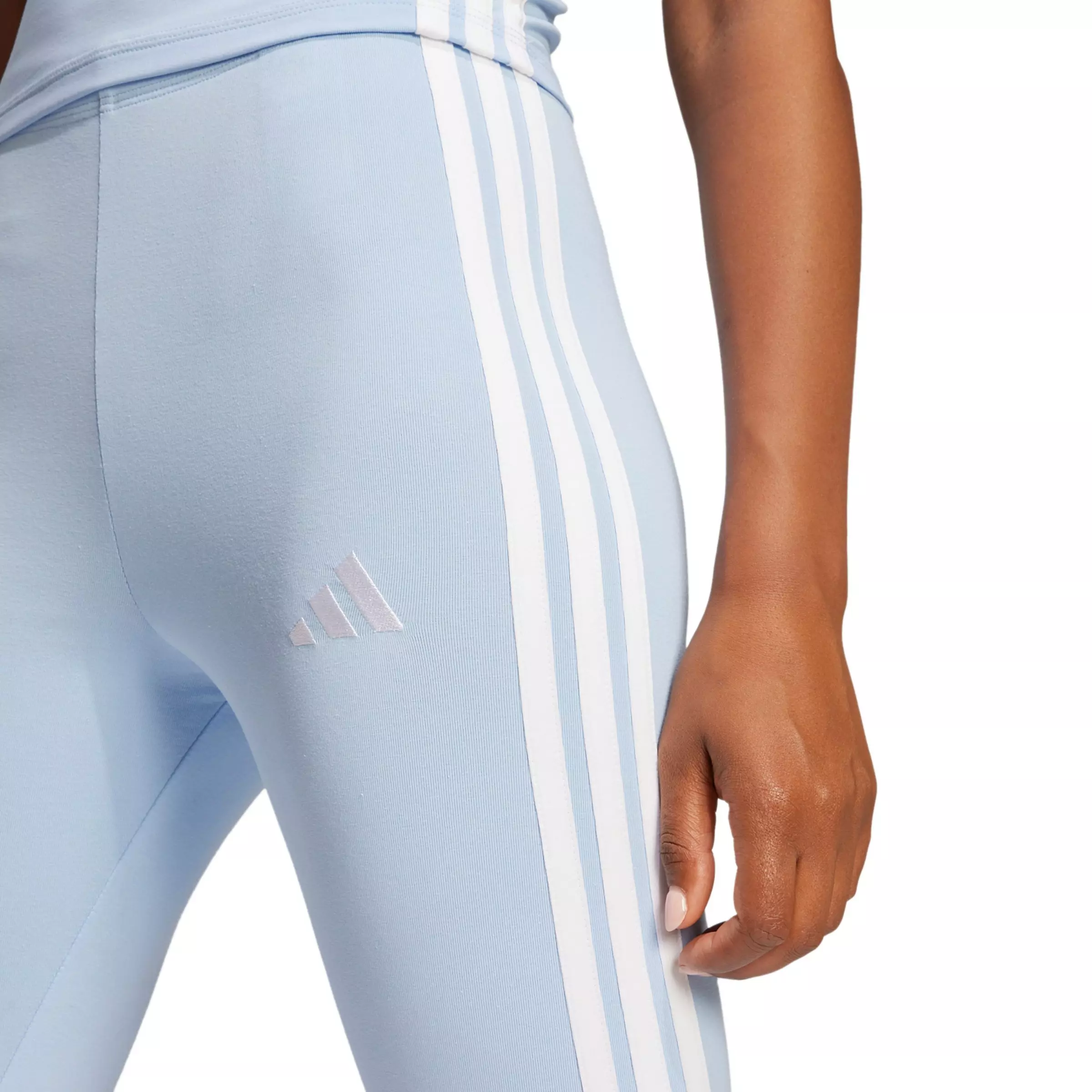 adidas Women's Essentials 3-Stripes Cotton Leggings - Blue/White - BLUE/WHITE