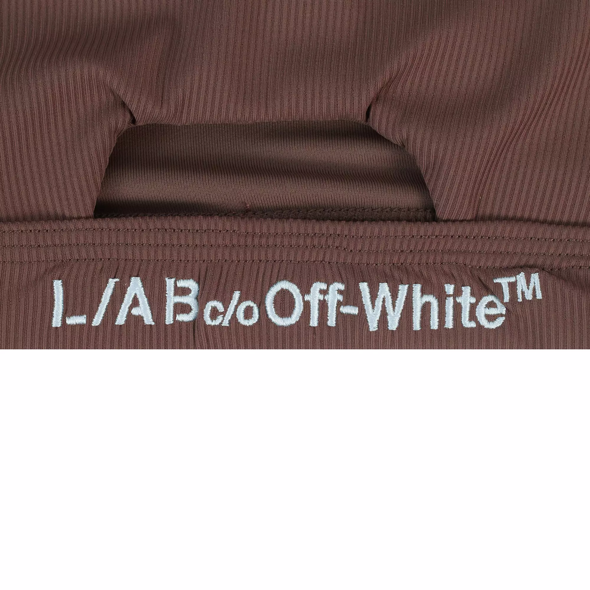 L/AB c/o Off-White Women's Ribbed Texture Solid Scoop Neck Keyhole Bikini Top - Brown - BROWN