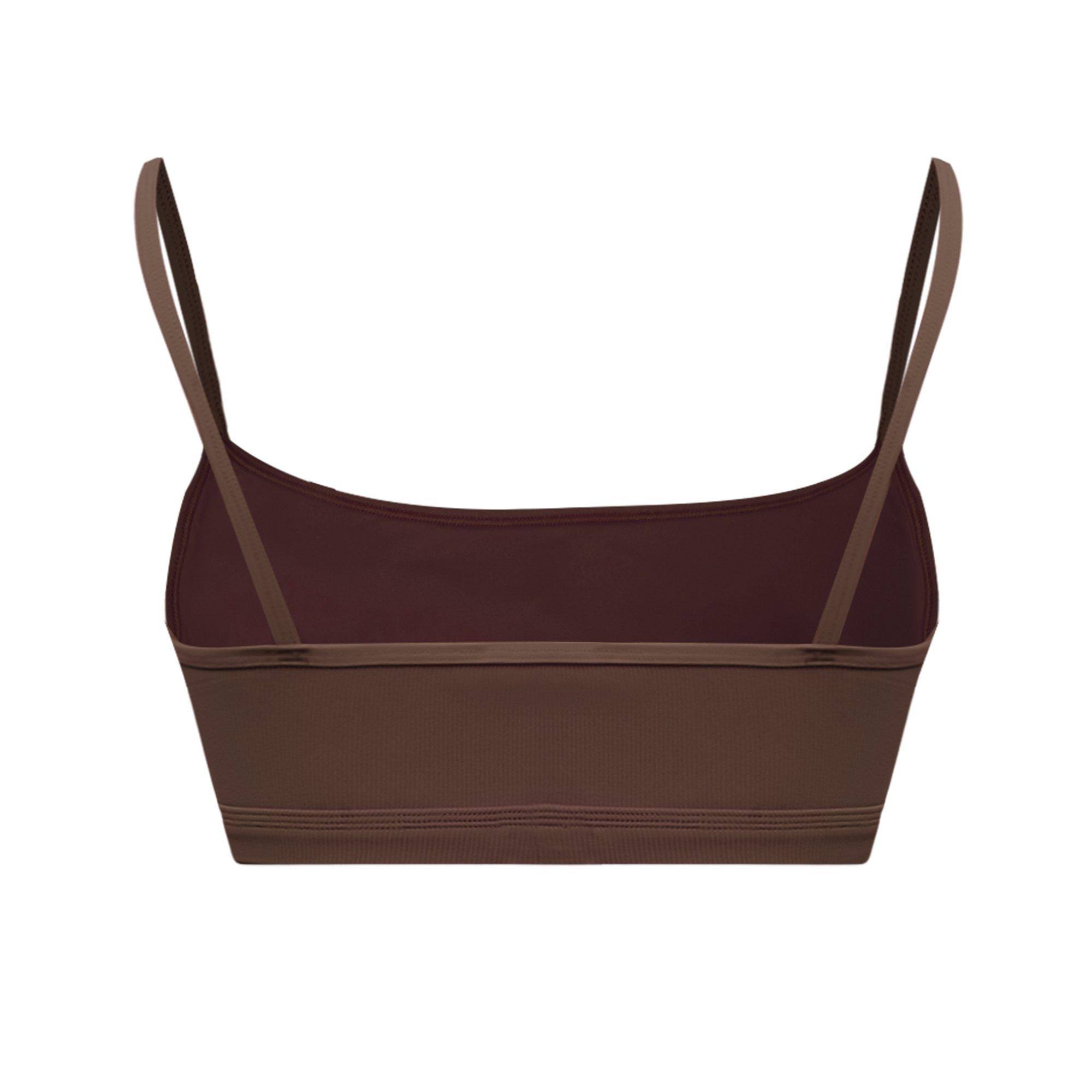 L/AB c/o Off-White Women's Ribbed Texture Solid Scoop Neck Keyhole Bikini Top - Brown - BROWN