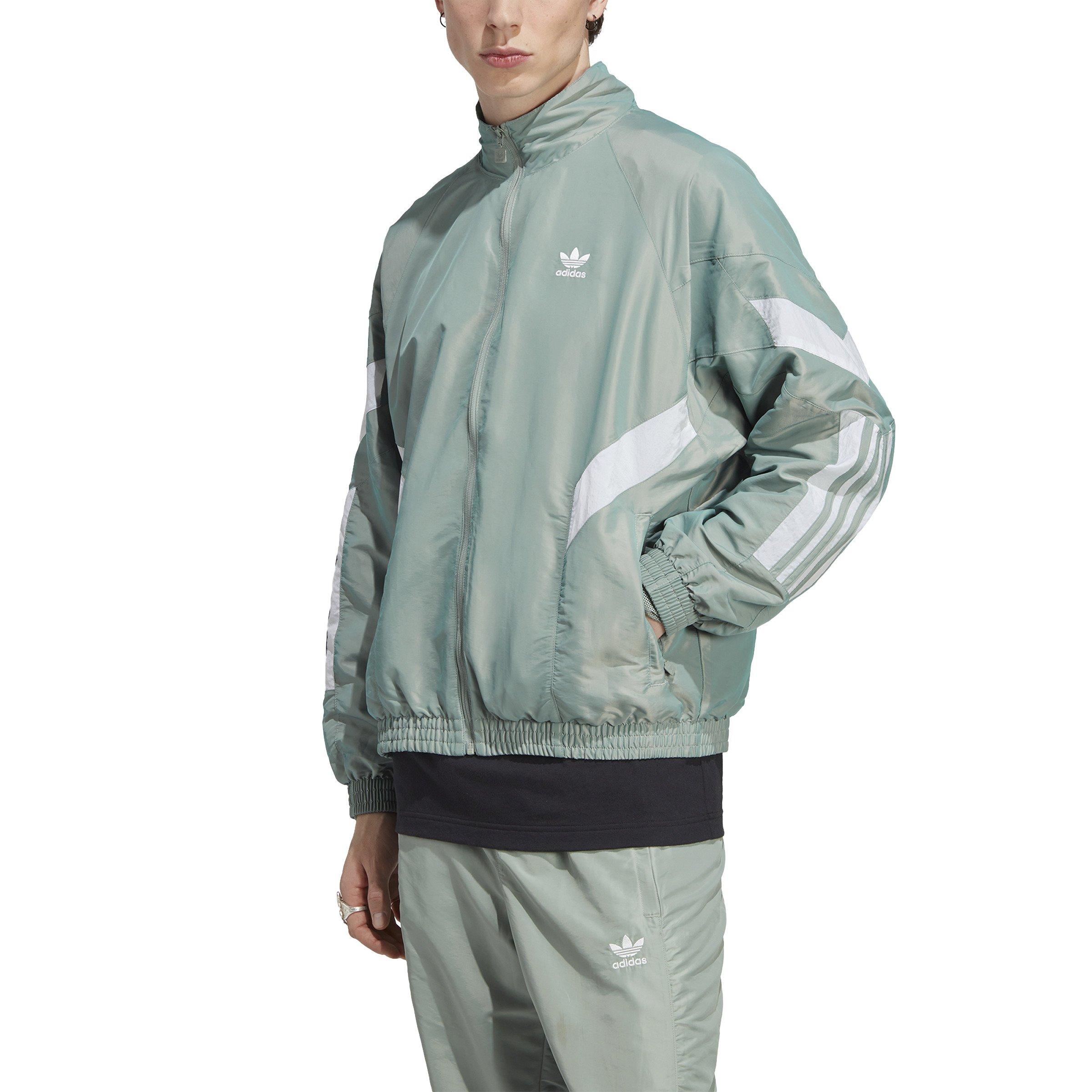 adidas originals rekive graphic detail woven track top in green