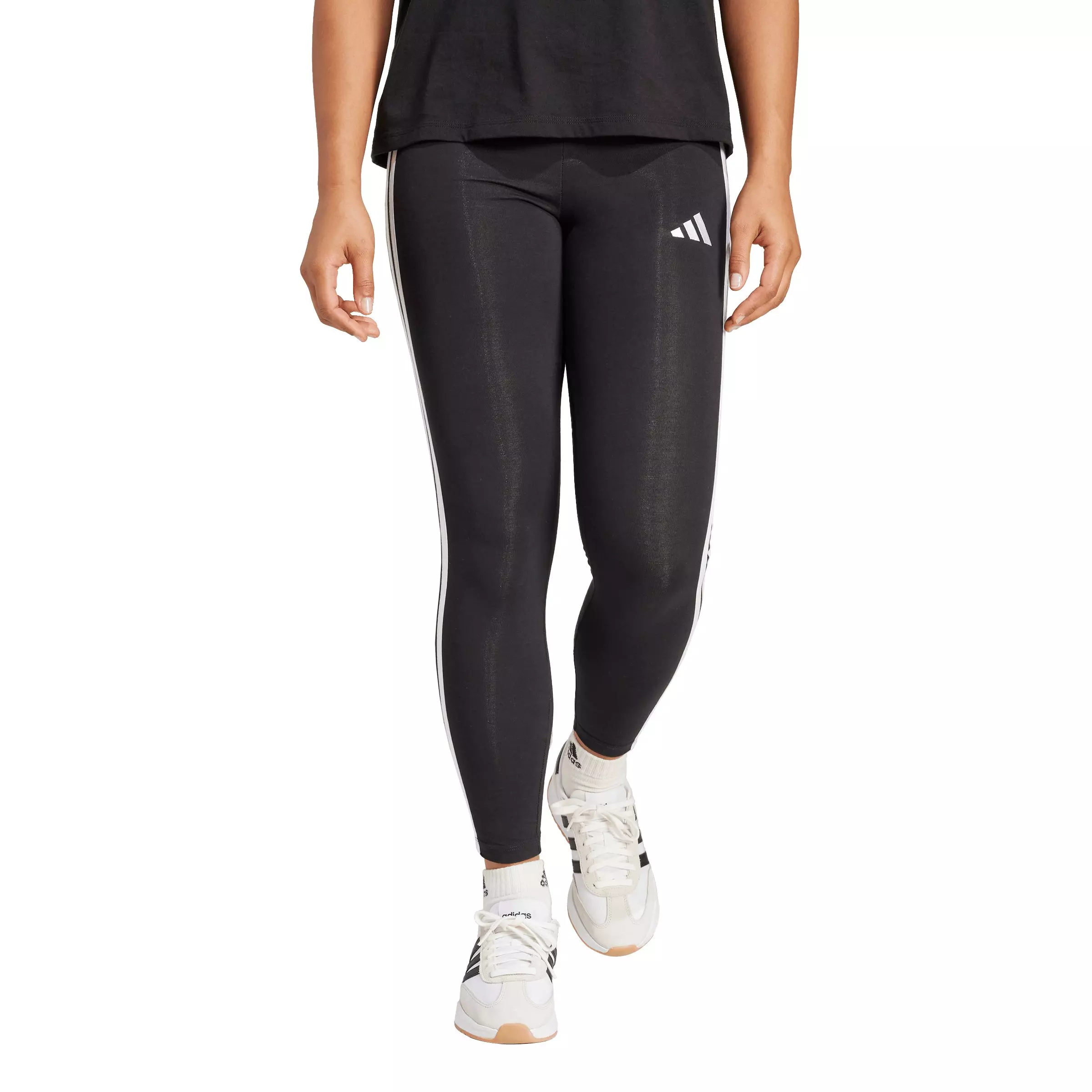 adidas Women's Essentials 3-Stripes Cotton Leggings - Black/White - BLACK/WHITE