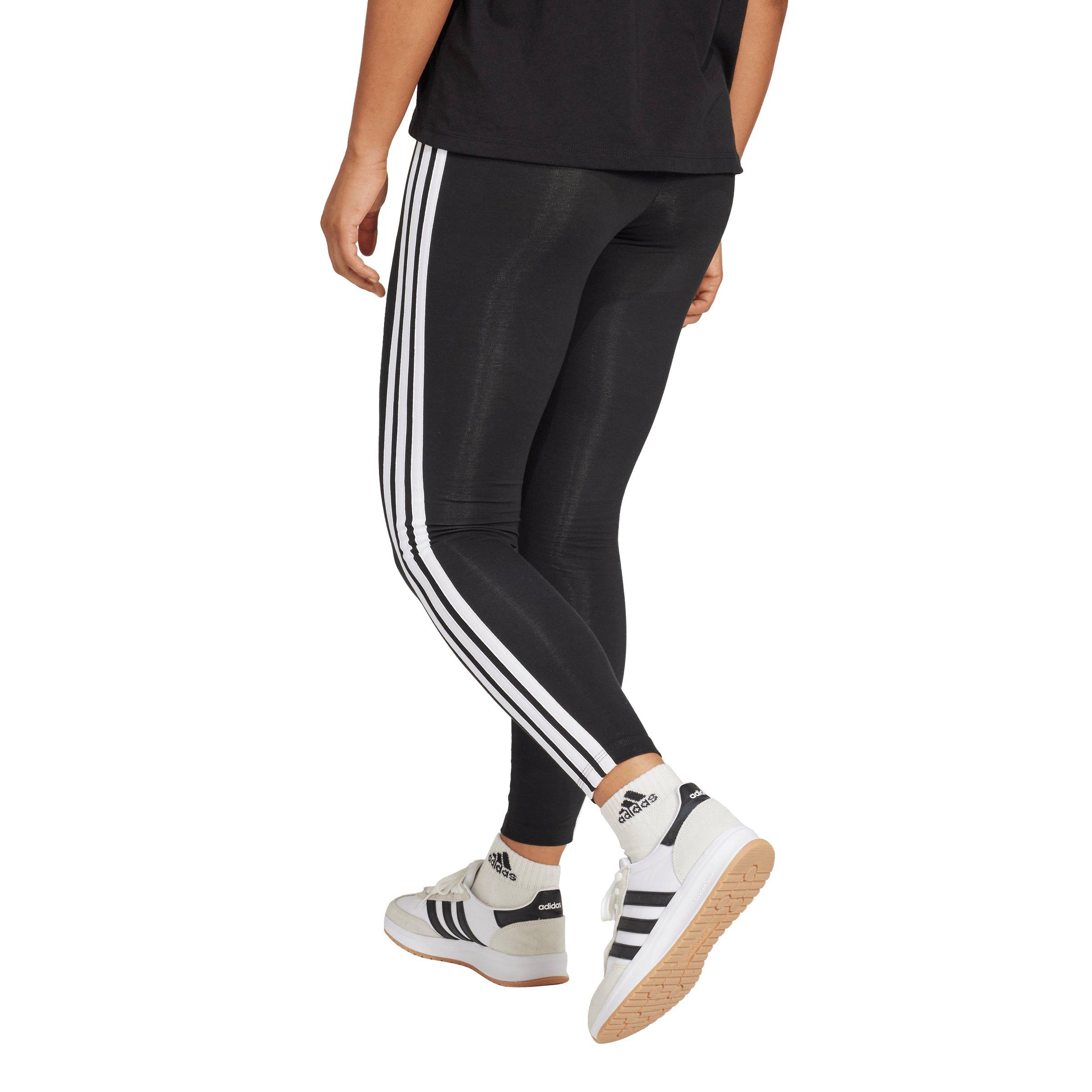 adidas Women's Essentials 3-Stripes Cotton Leggings - Black/White - BLACK/WHITE Thumbnail View 2