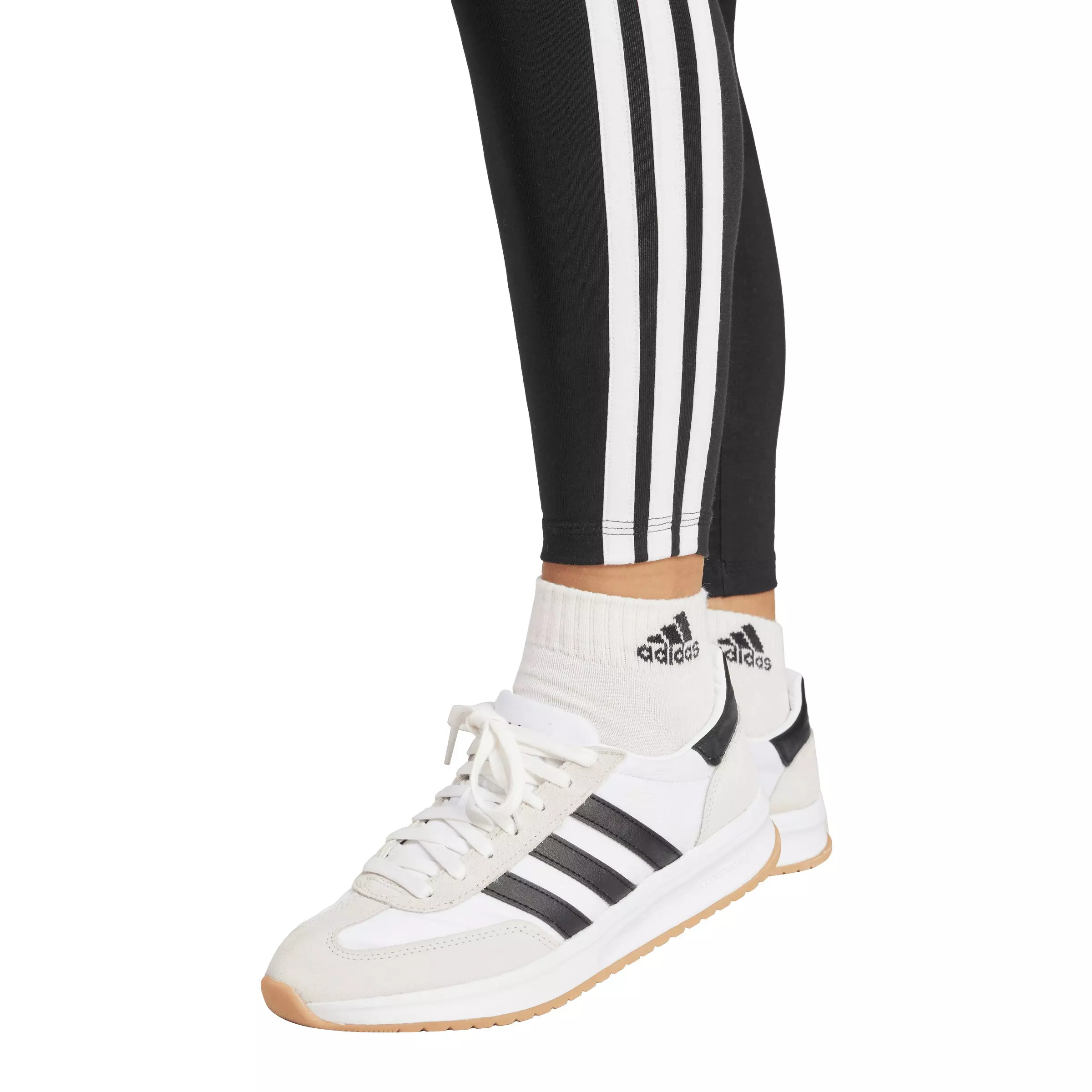 adidas Women's Essentials 3-Stripes Cotton Leggings-Black - BLACK