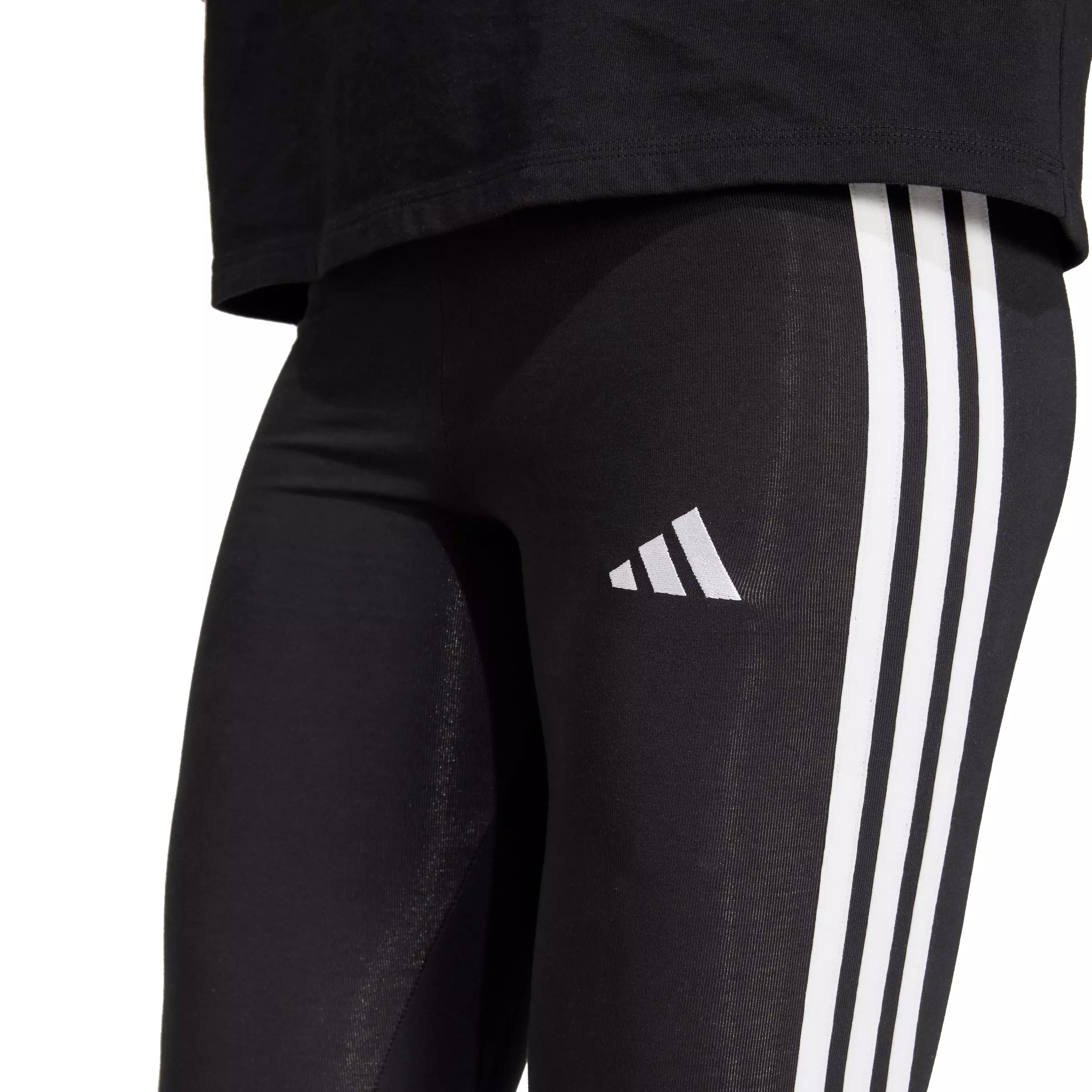 adidas Women's Essentials 3-Stripes Cotton Leggings - Black/White - BLACK/WHITE