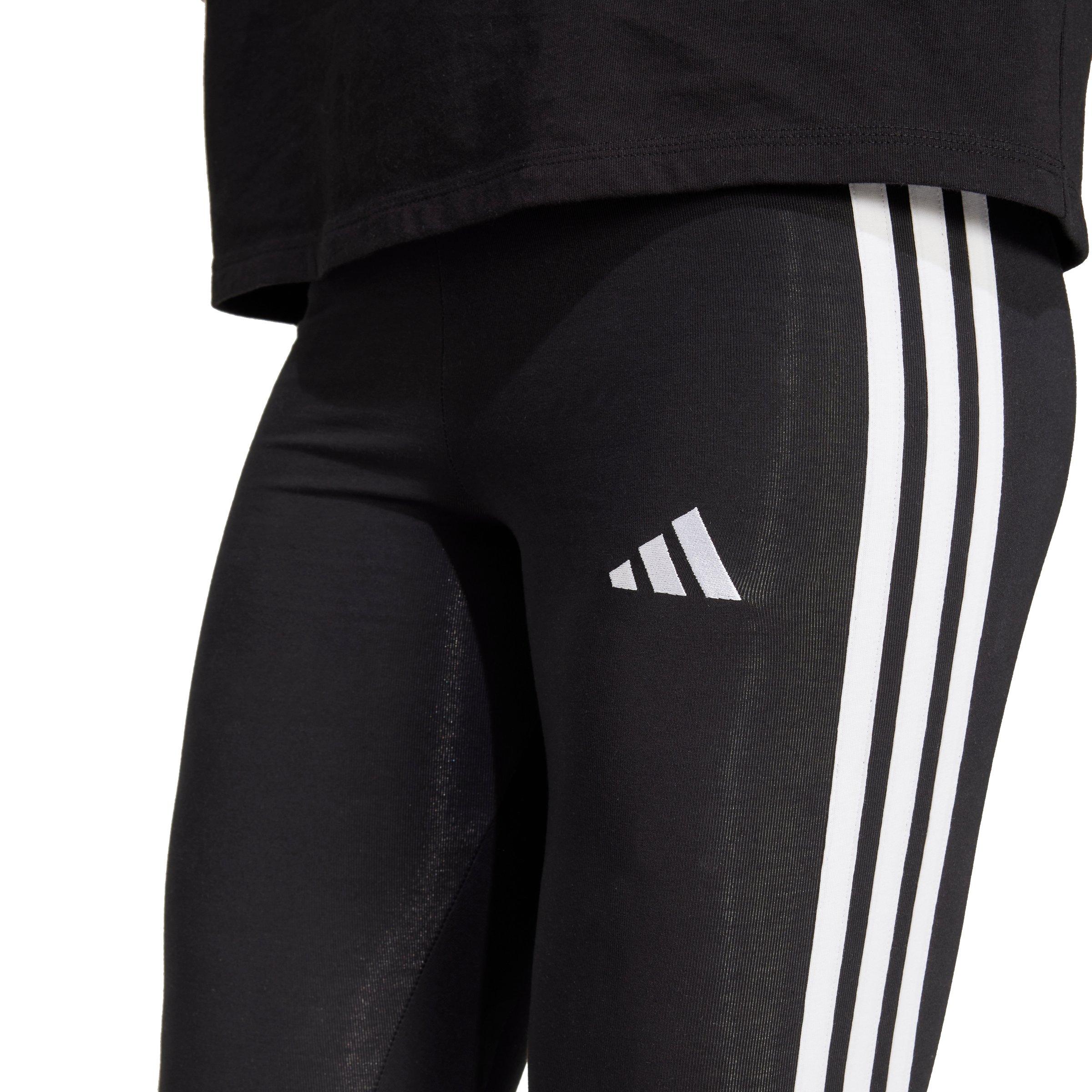 adidas Women's Essentials 3-Stripes Cotton Leggings-Black - BLACK Thumbnail View 4