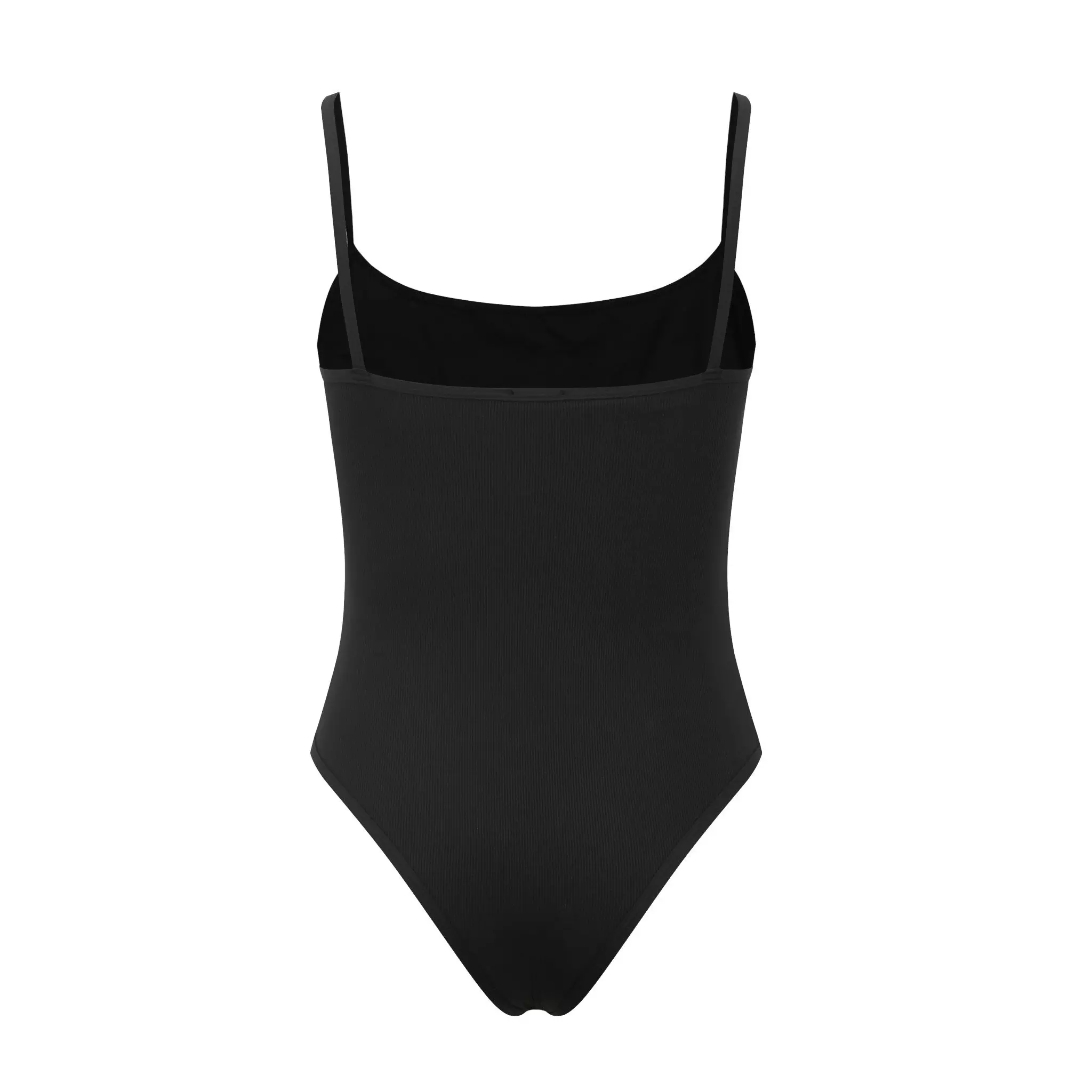 L/AB c/o Off-White Women&rsquo;s Horizontal Ribbed Scoop Neck Keyhole One Piece Swimsuit - Black - BLACK