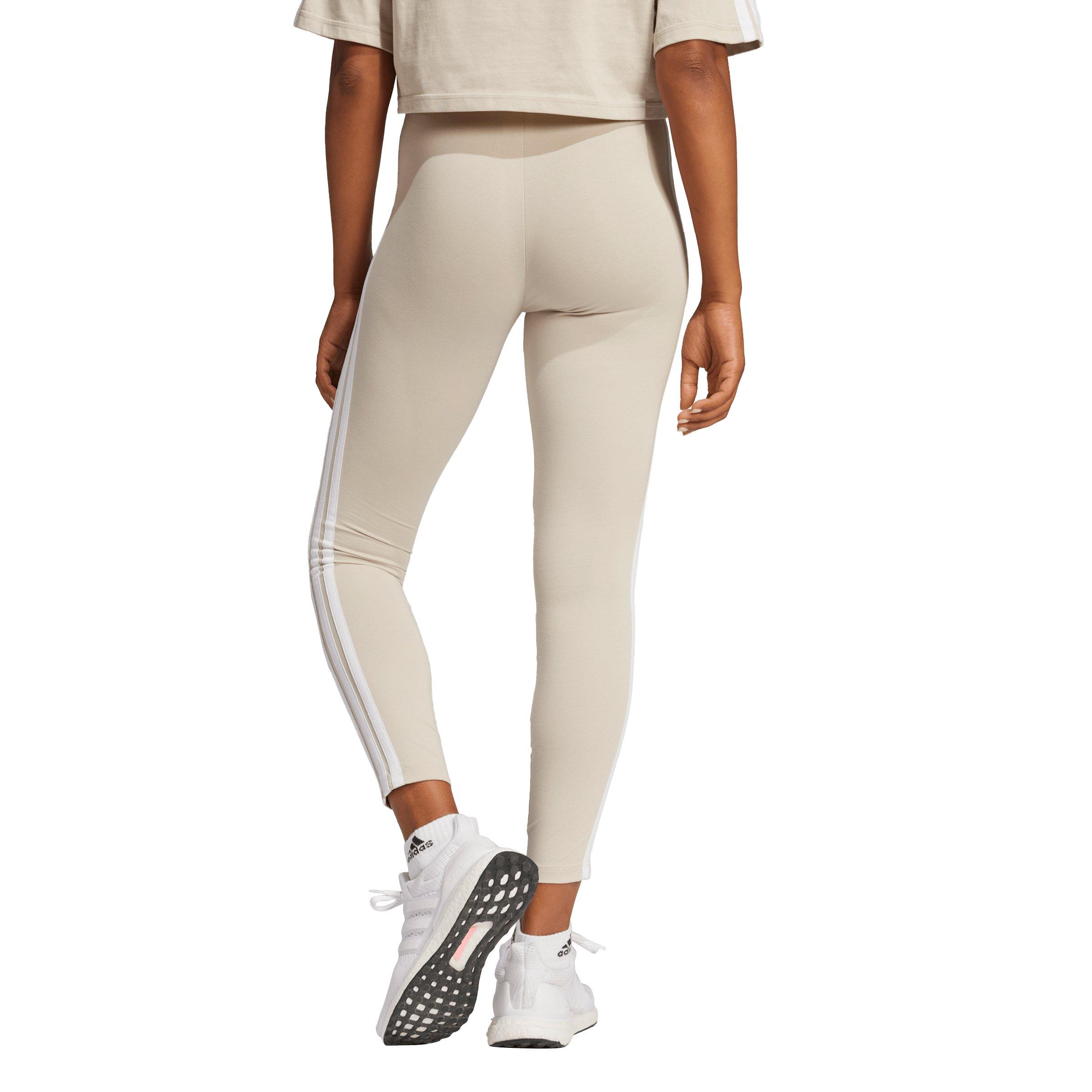 adidas Women's Essentials 3-Stripes Cotton Leggings-Beige - BEIGE Thumbnail View 2