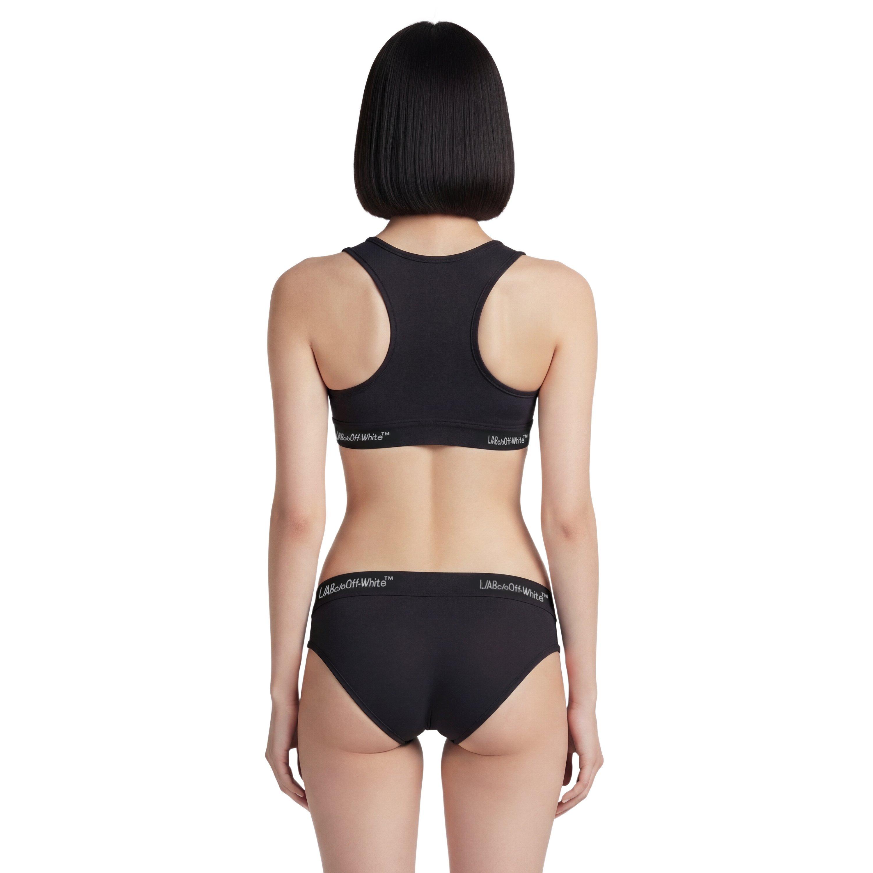 L/AB c/o Off-White Women&rsquo;s Horizontal Waistband Cheeky Bikini Underwear - Black - BLACK