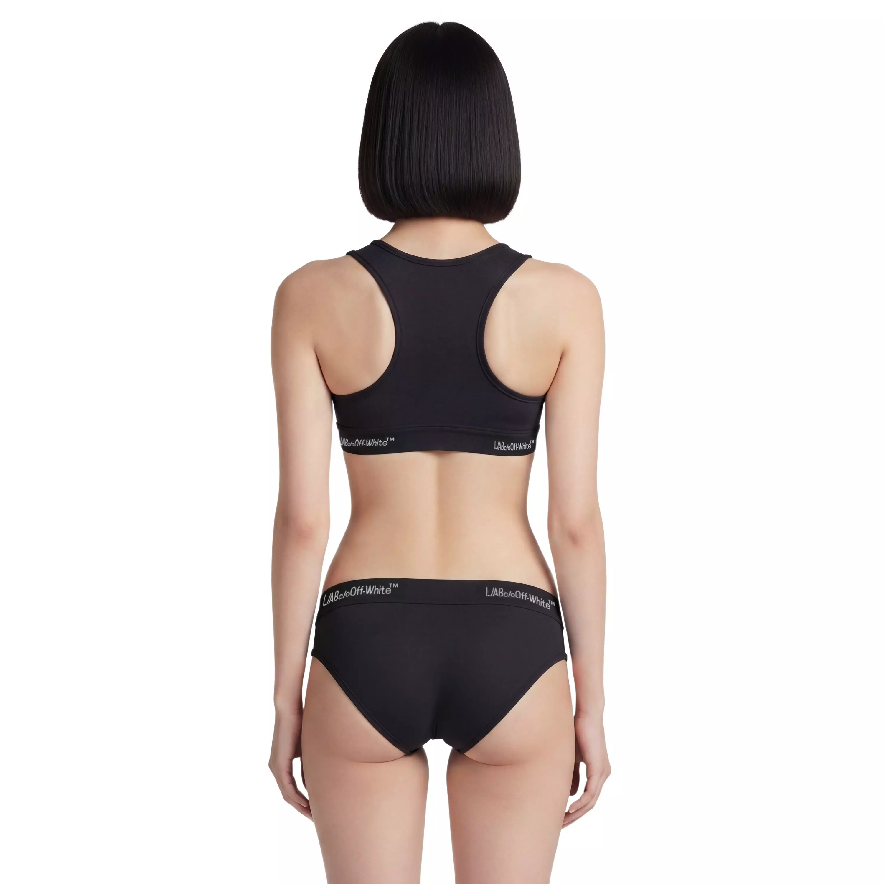 L/AB c/o Off-White Women&rsquo;s Horizontal Waistband Cheeky Bikini Underwear - Black - BLACK