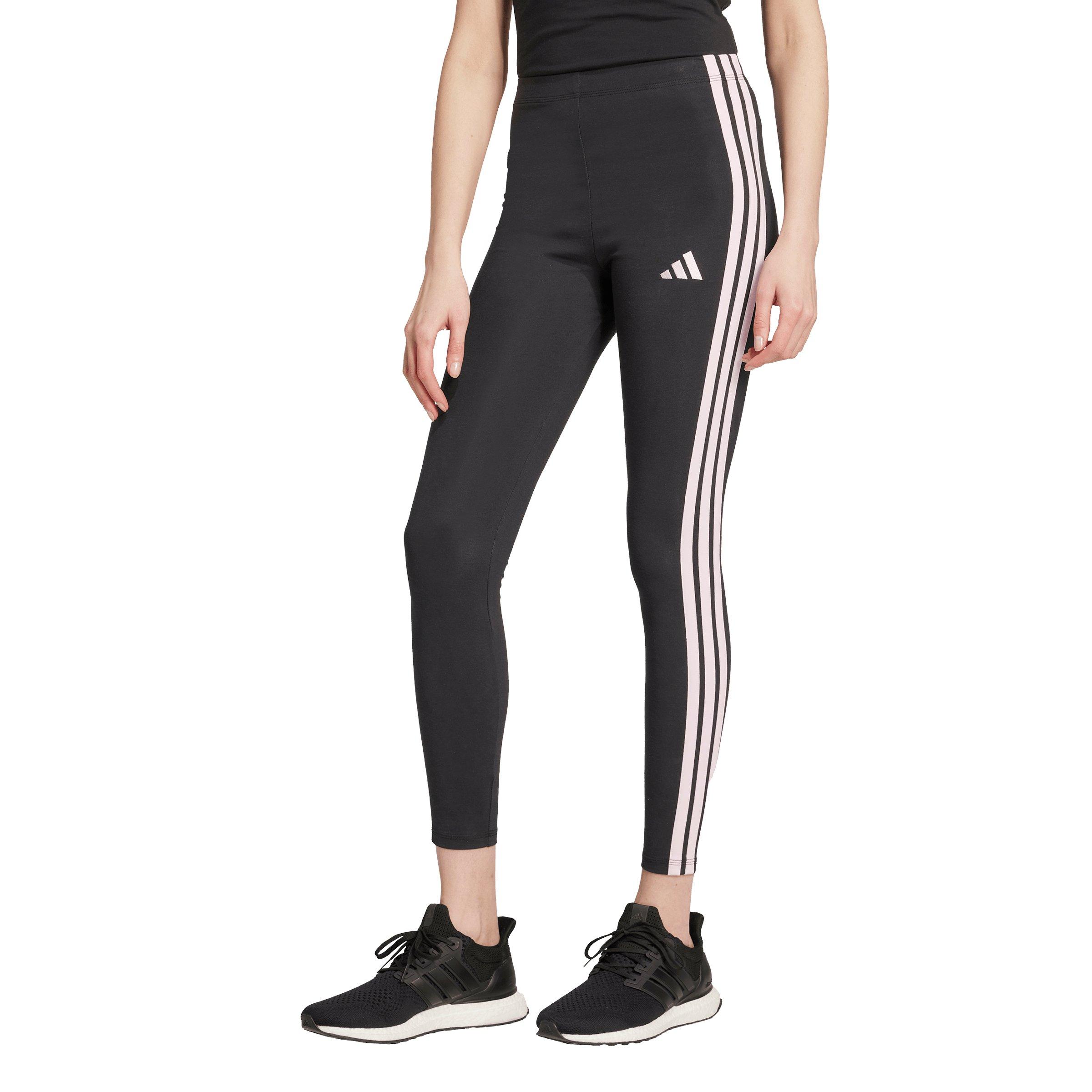 adidas Women's Essentials 3-Stripes Cotton Leggings - Black/Pink - BLACK/PINK Thumbnail View 1