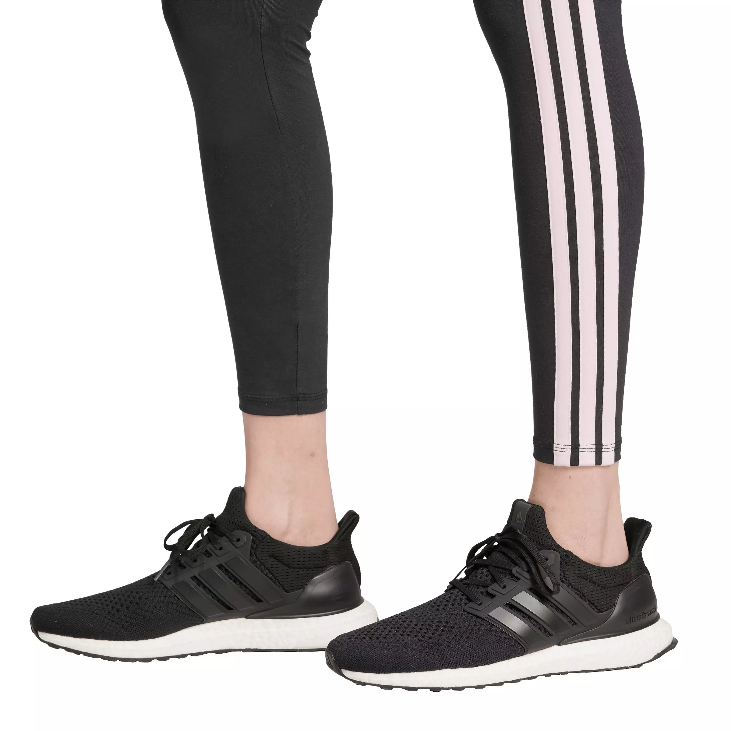 adidas Women's Essentials 3-Stripes Cotton Leggings - Black/Pink - BLACK/PINK