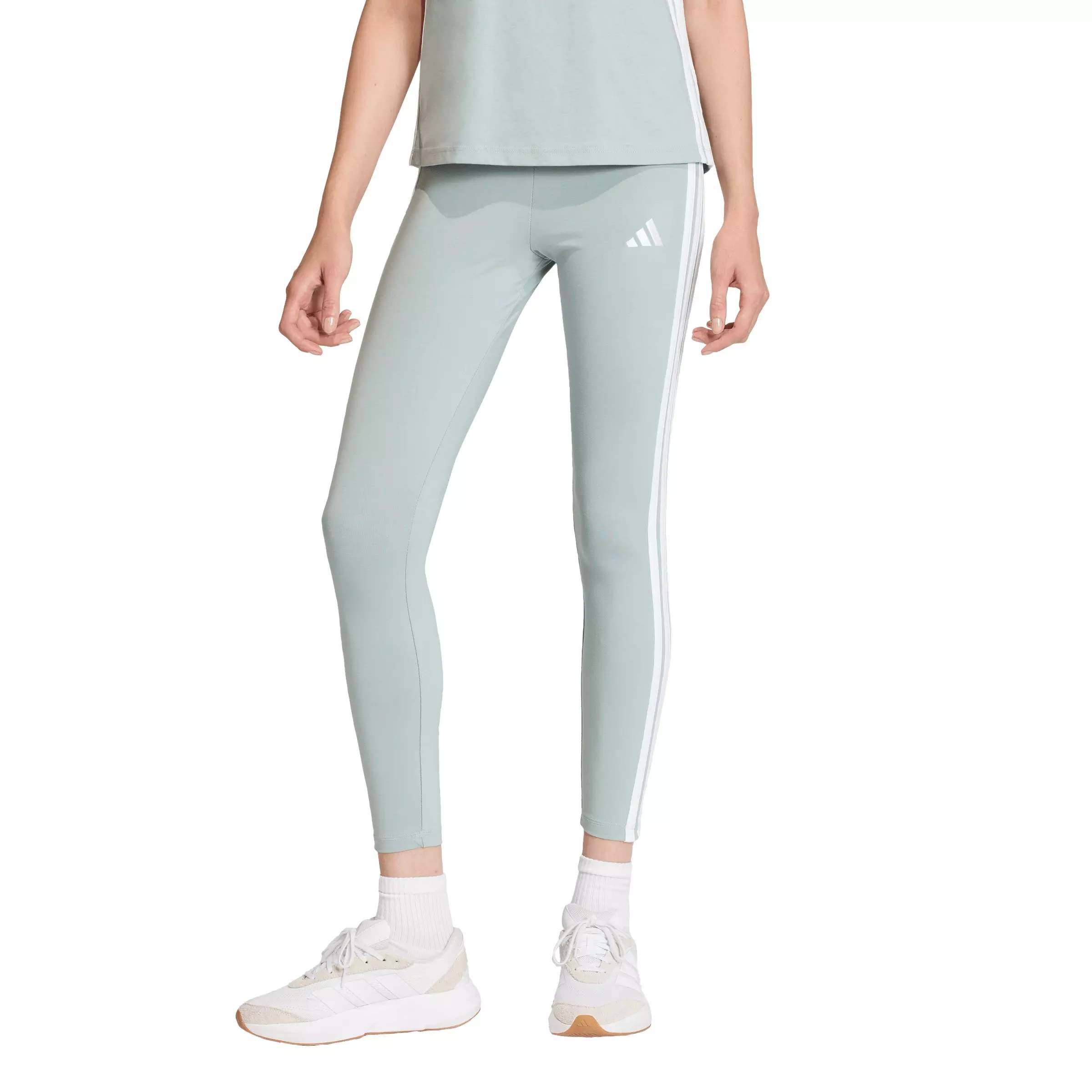 adidas Women's Essentials 3-Stripes Cotton Leggings-Sage Green - SAGE GREEN