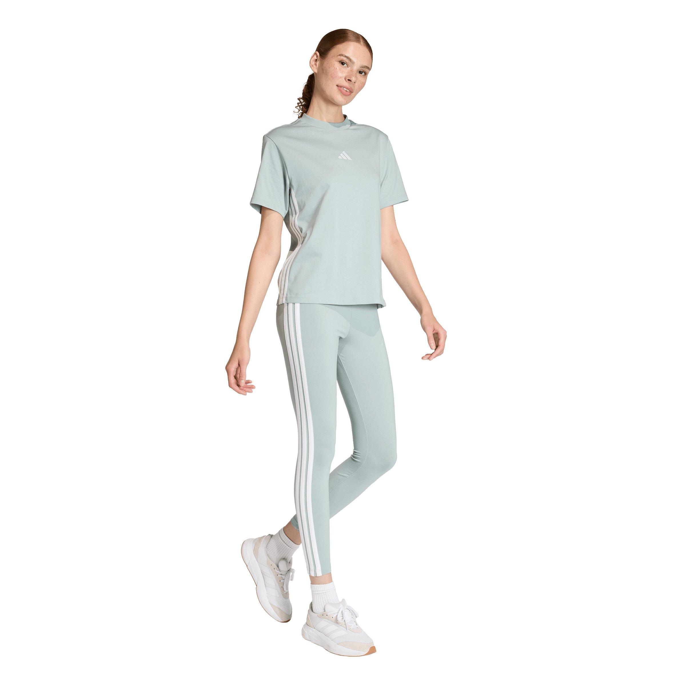 adidas Women's Essentials 3-Stripes Cotton Leggings-Sage Green - SAGE GREEN Thumbnail View 5