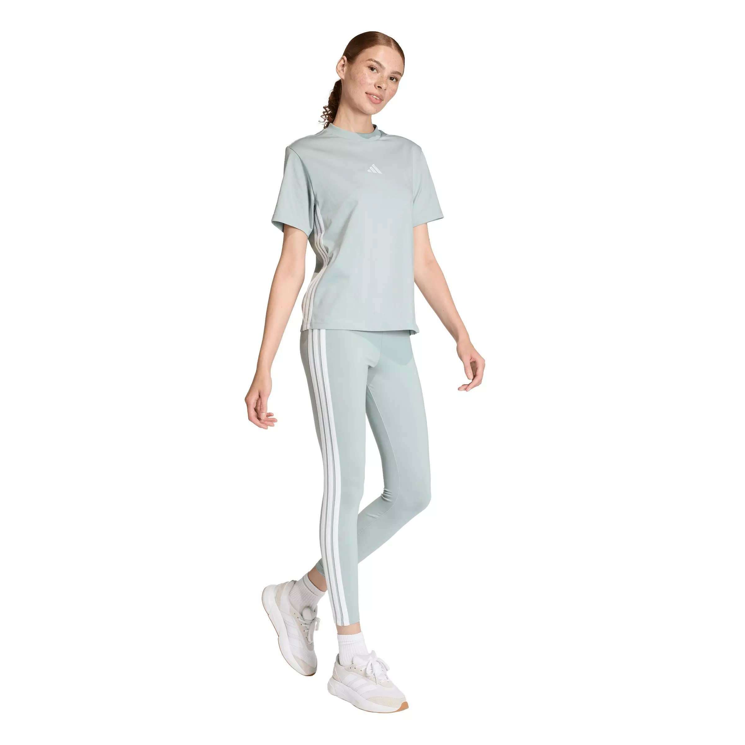 adidas Women's Essentials 3-Stripes Cotton Leggings-Sage Green - SAGE GREEN