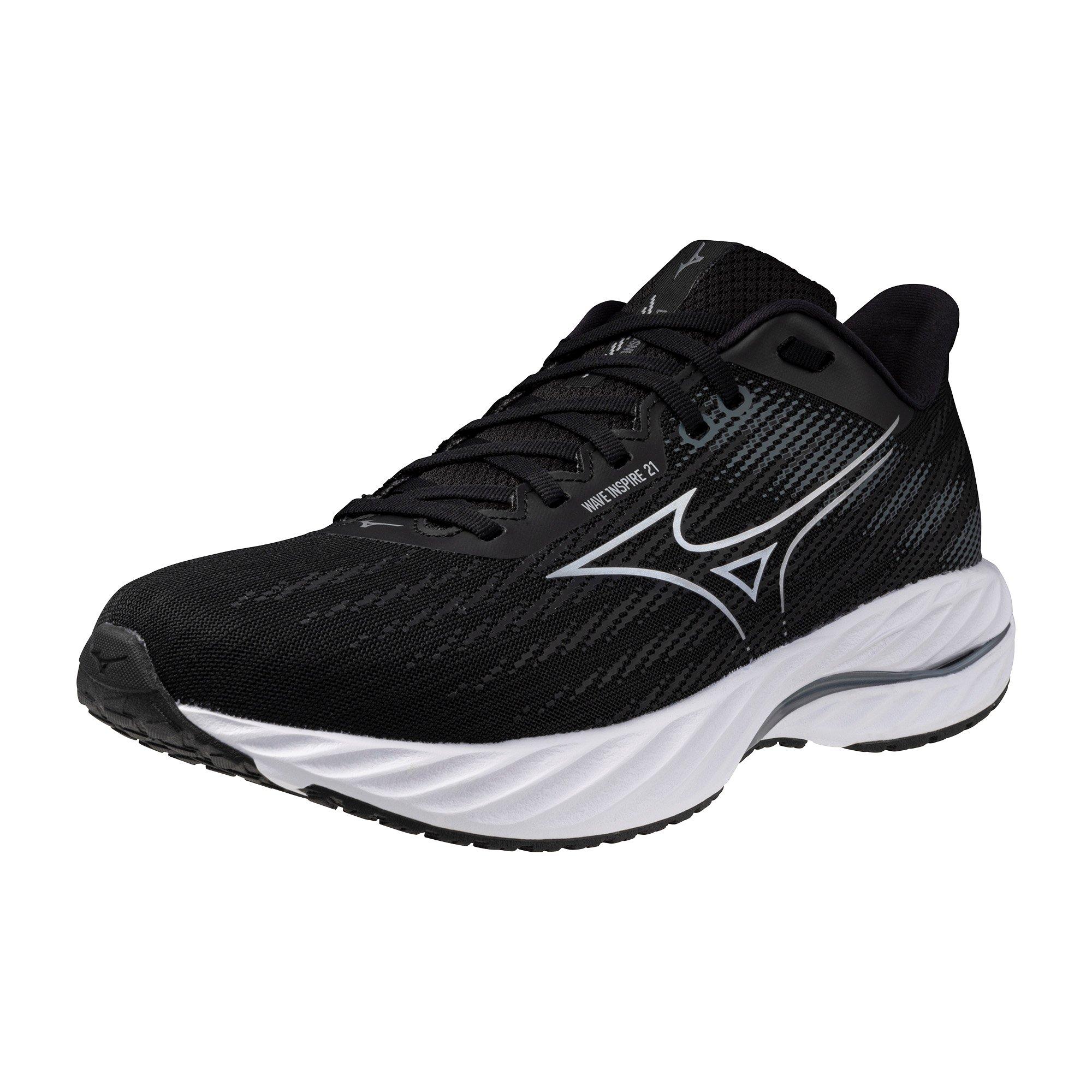 Mizuno Wave Inspire 21 2E "Black/Silver" Men's Wide Running Shoe - BLACK/SILVER Thumbnail View 3