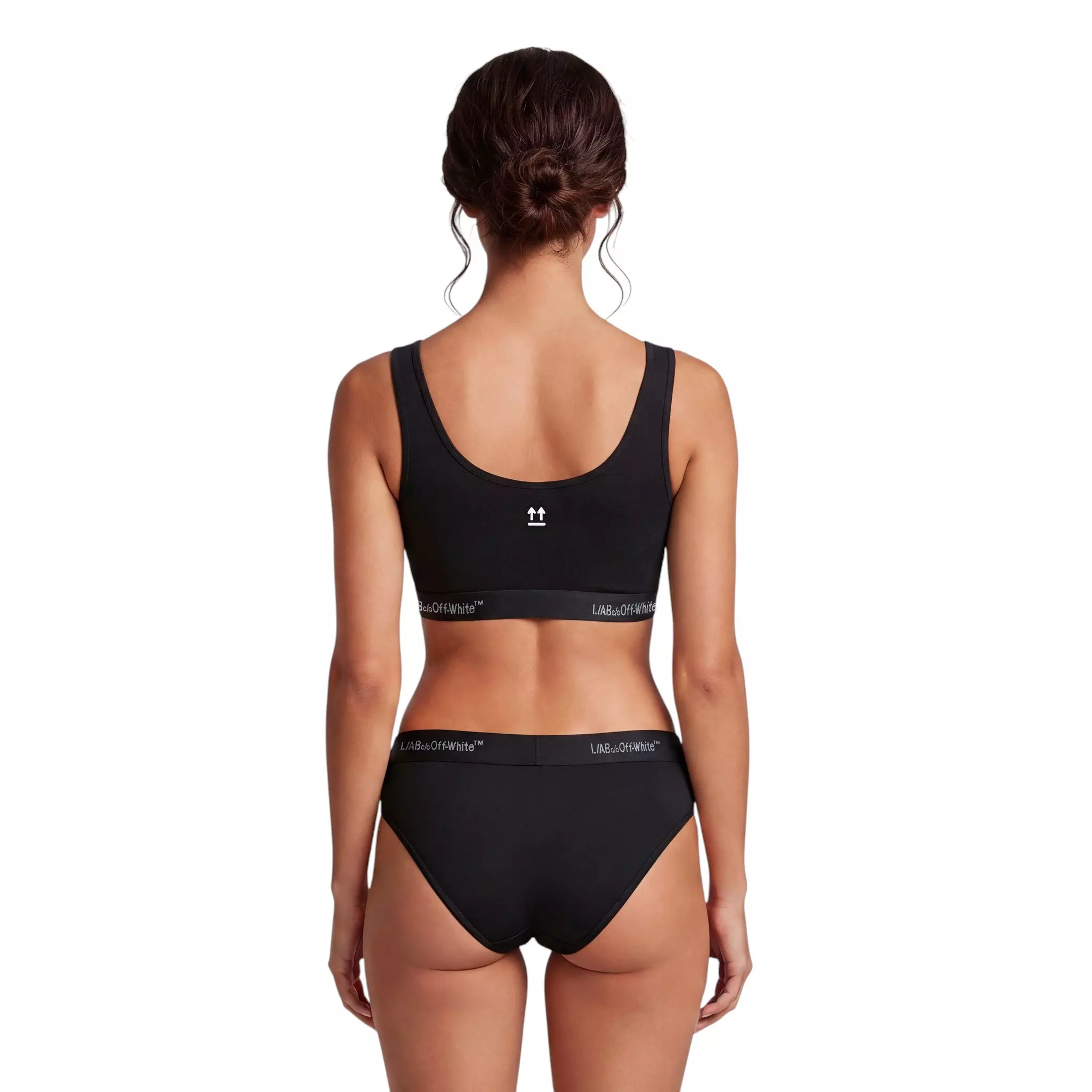 L/AB c/o Off-White Women&rsquo;s Horizontal Waistband Thick Strap Scoop Bra - Black - BLACK