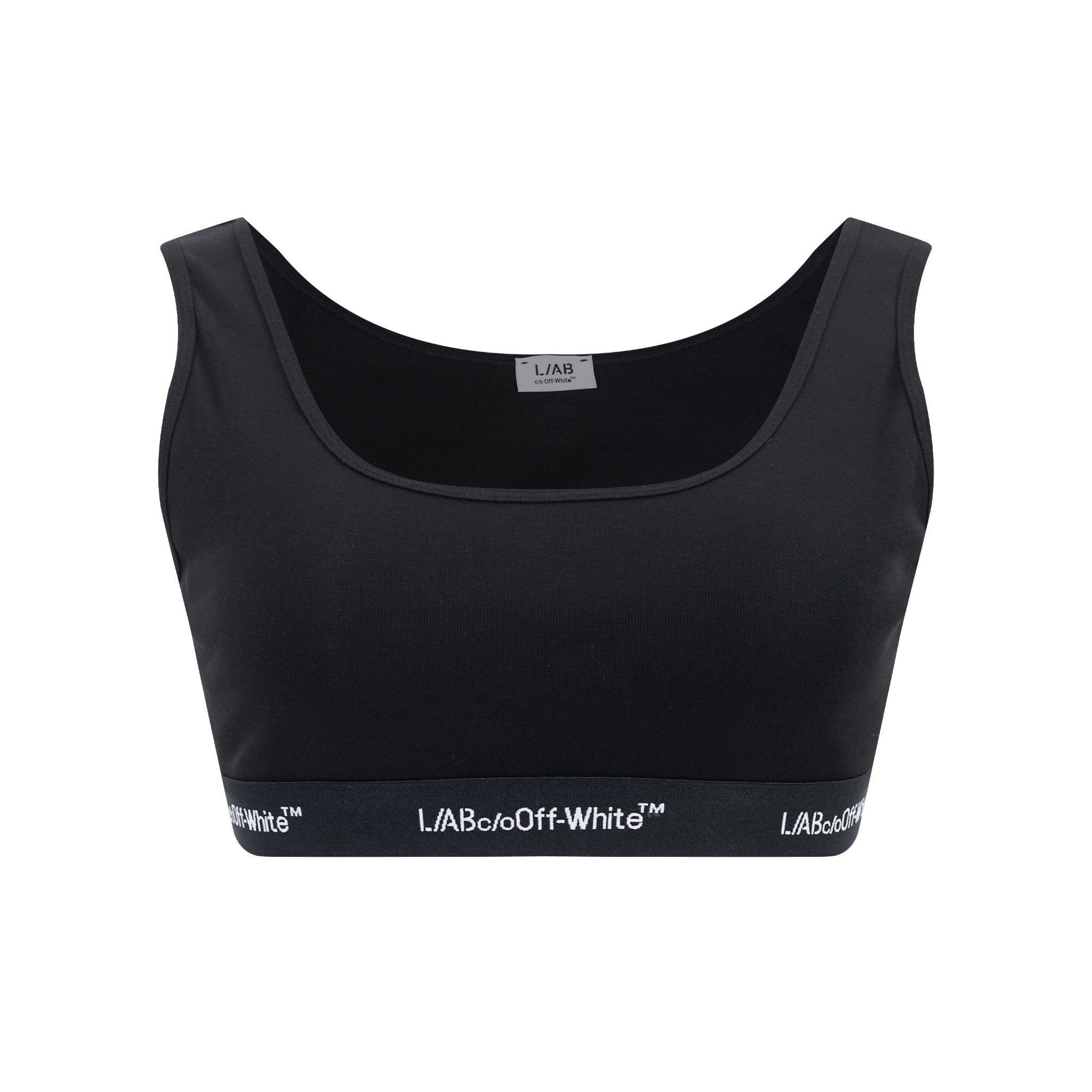 L/AB c/o Off-White Women&rsquo;s Horizontal Waistband Thick Strap Scoop Bra - Black - BLACK