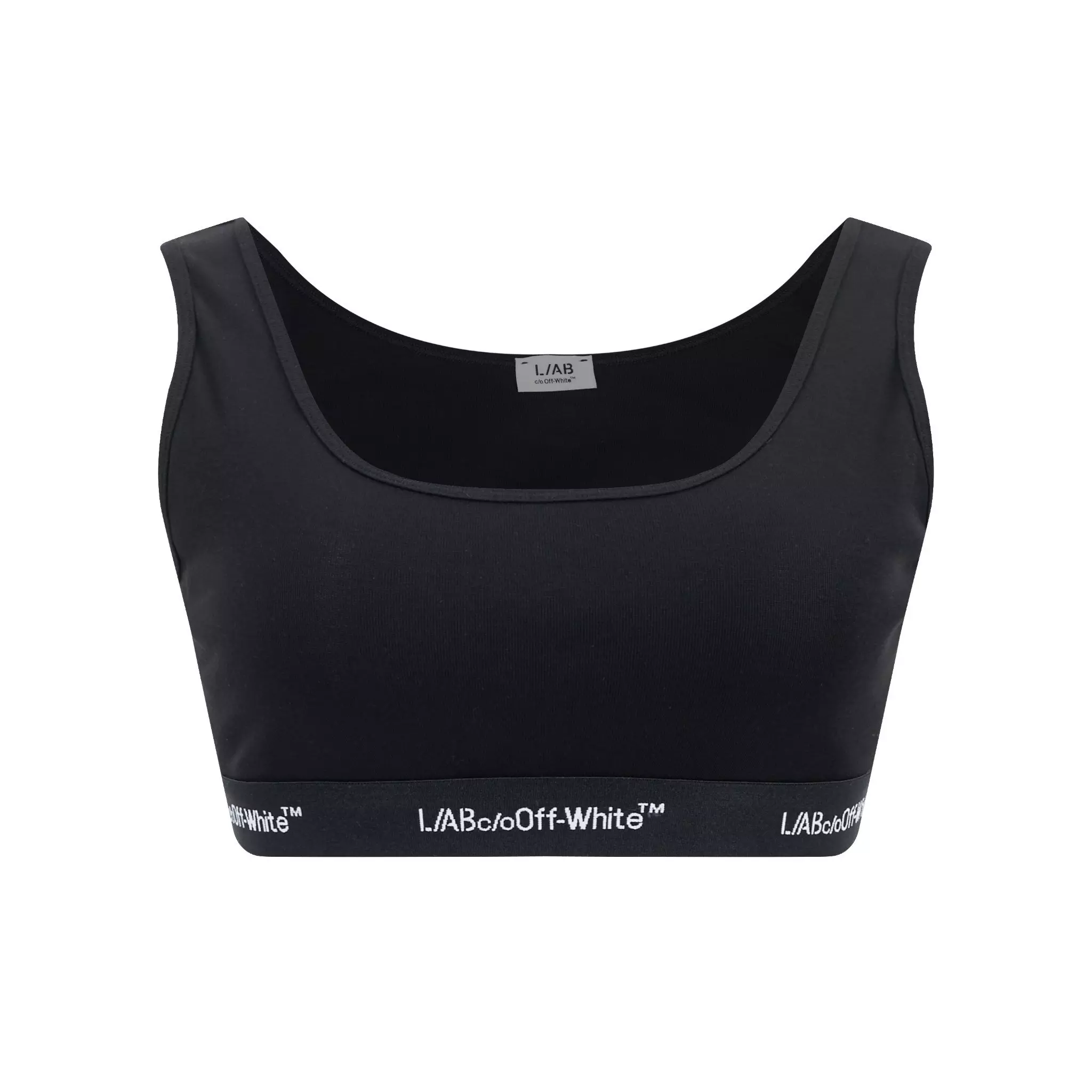 L/AB c/o Off-White Women&rsquo;s Horizontal Waistband Thick Strap Scoop Bra - Black - BLACK