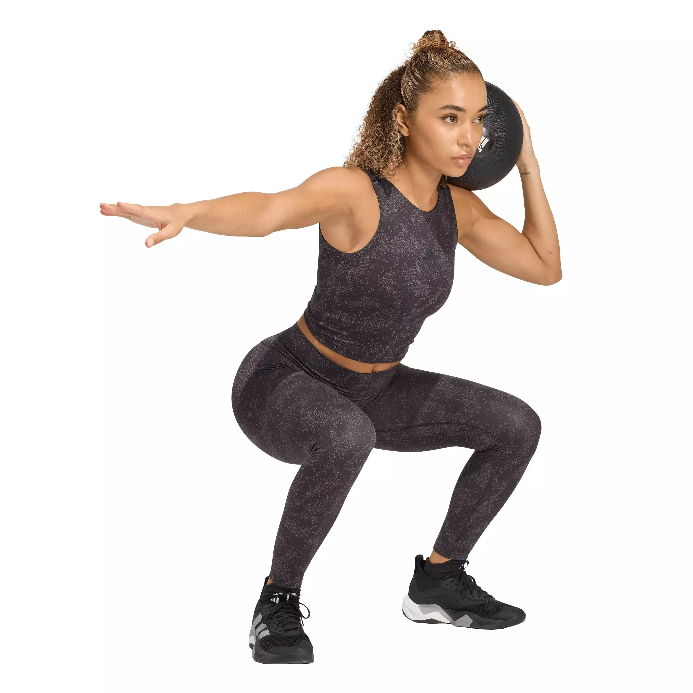 adidas Women's All Me Print 7/8 Leggings-Charcoal - CHARCOAL