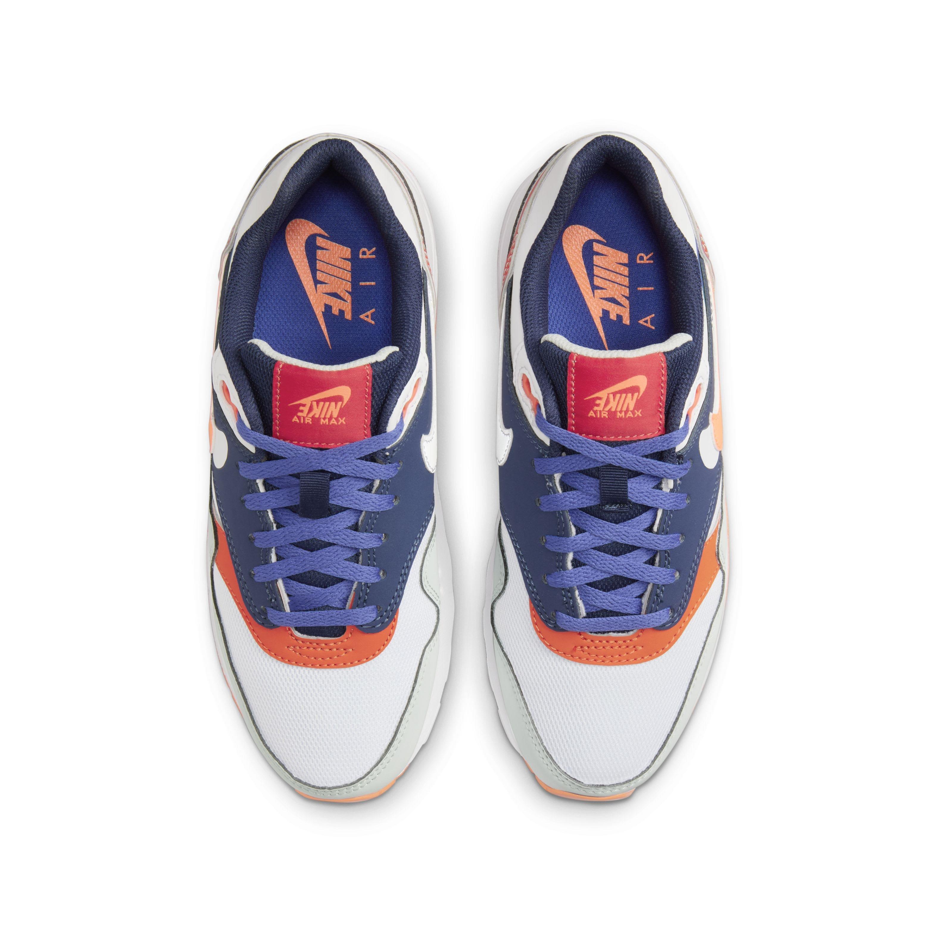 Nike Air Max 1 Grade School Boys' "Light Silver/Midnight Navy/Astronomy Blue/Total Orange" Shoe