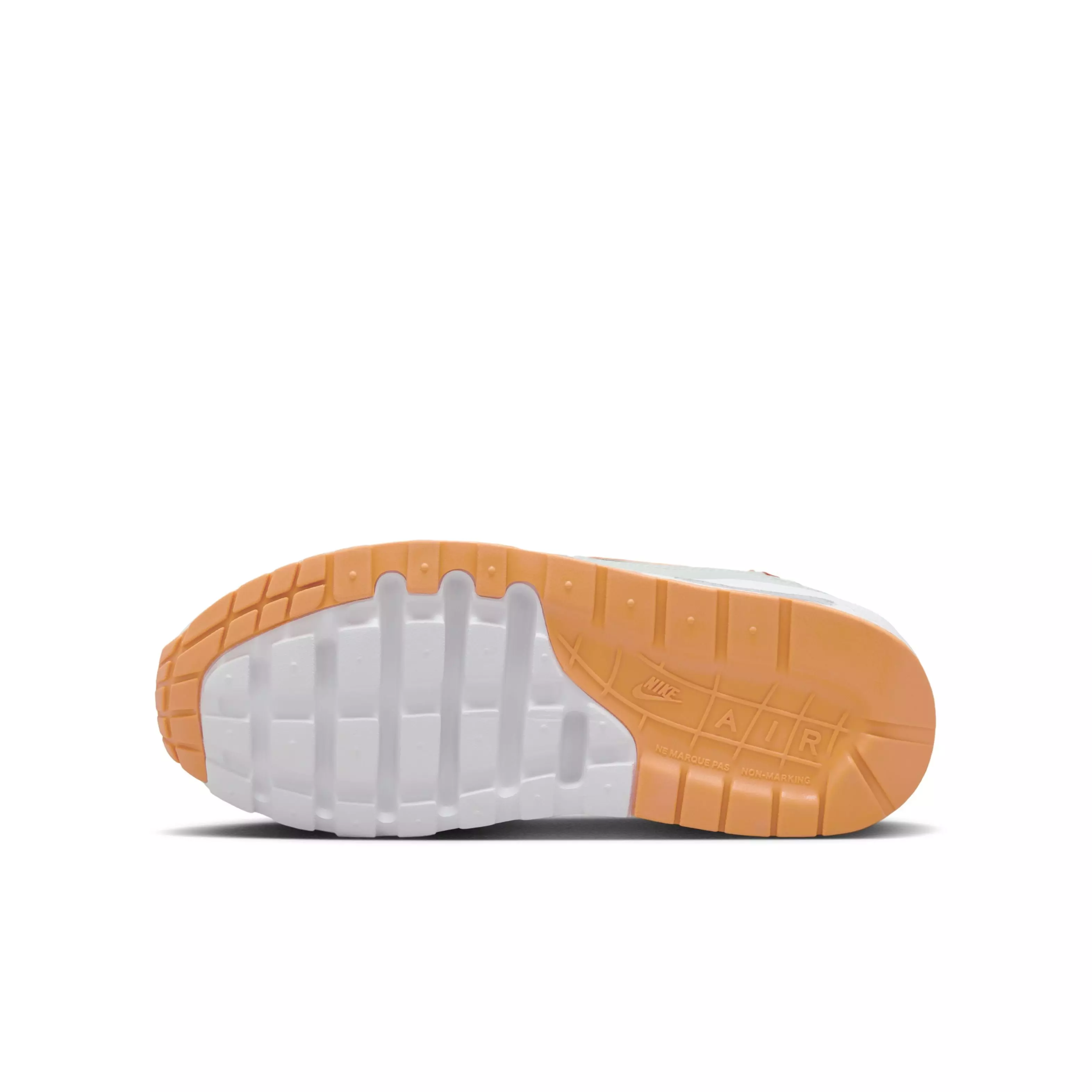 Nike Air Max 1 "Light Silver/Midnight Navy/Astronomy Blue/Total Orange" Grade School Boys' Shoe - LT SILVER/NAVY/BLUE/ORANGE