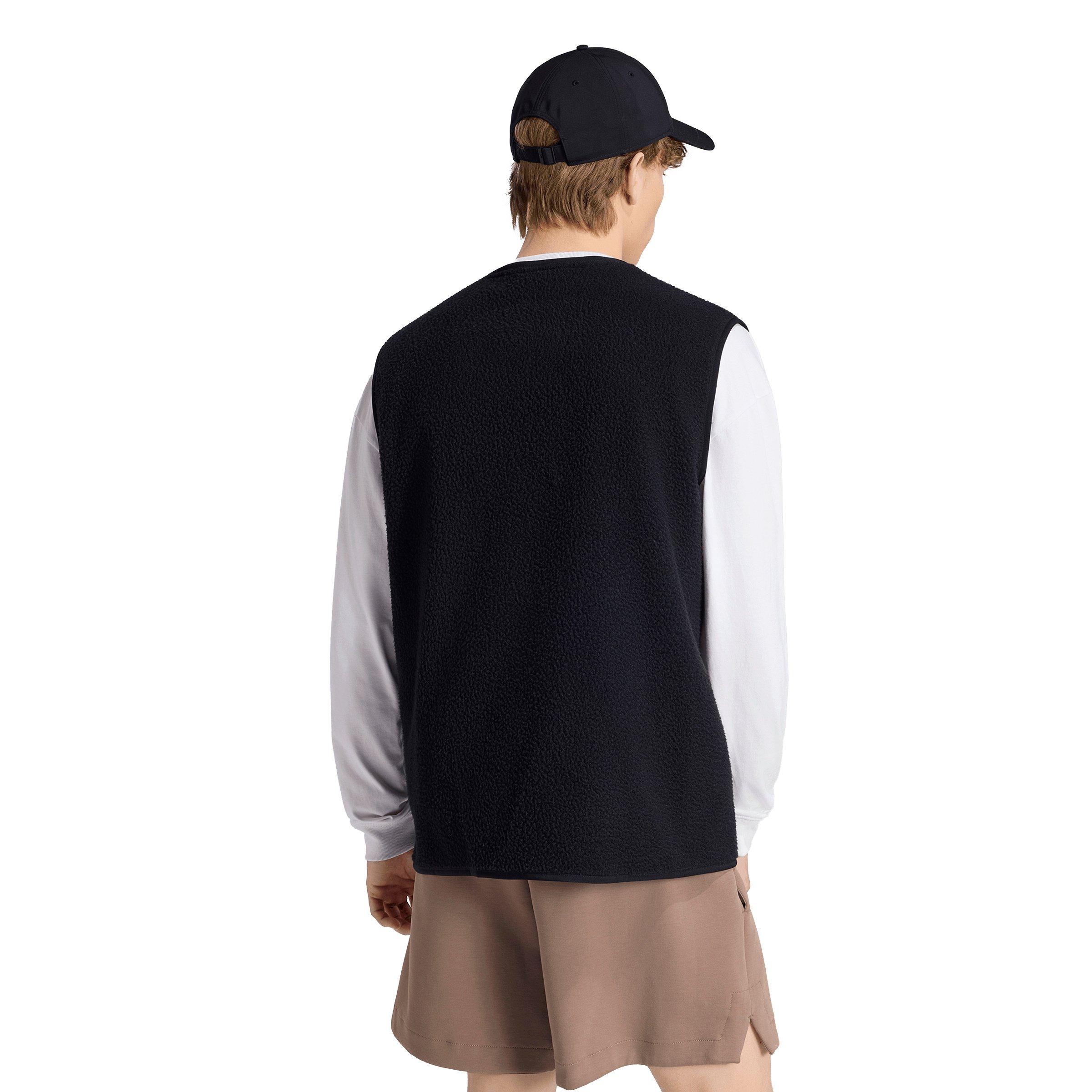 adidas Men's City Tech 3 Stripes High Pile Fleece Vest - Black - BLACK