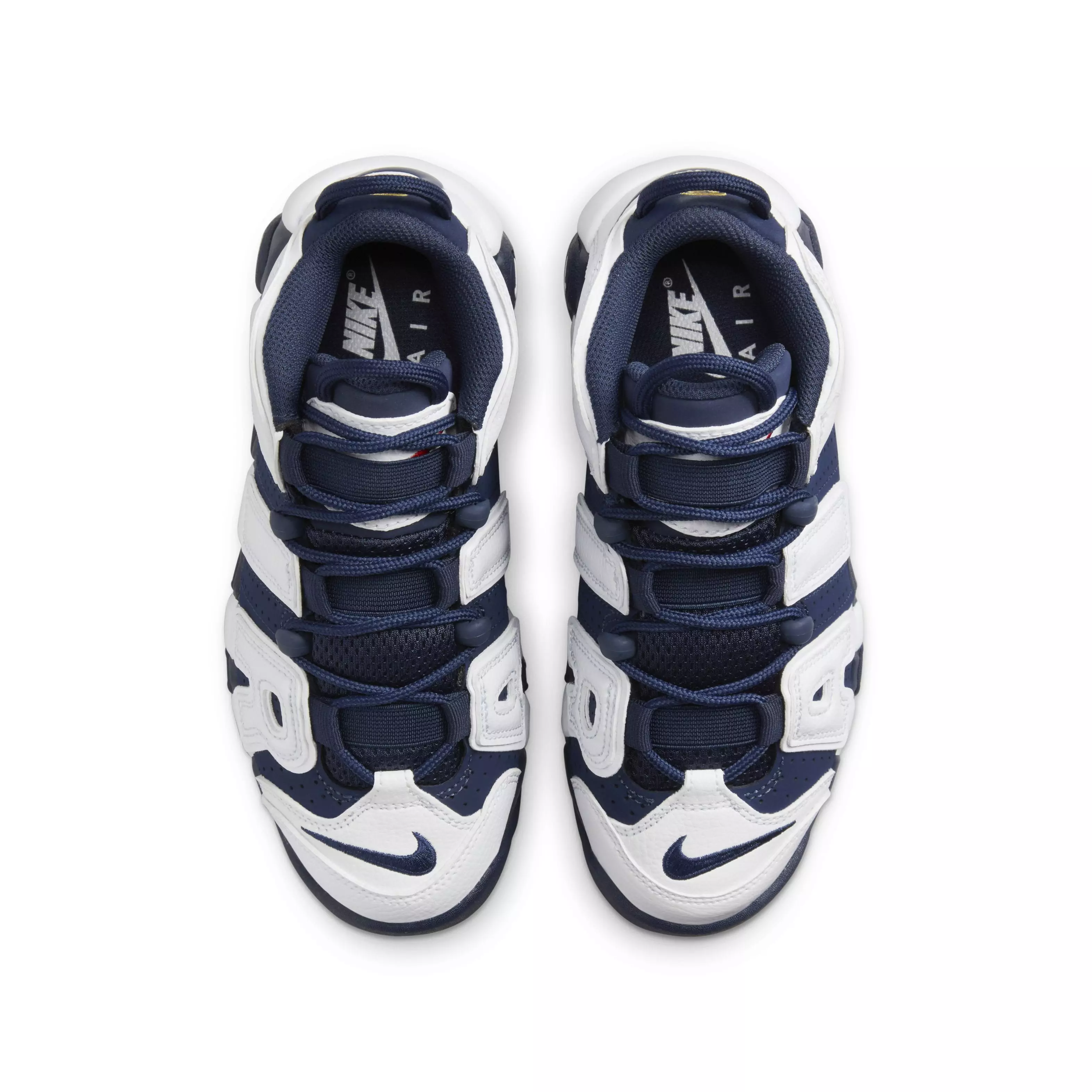 Nike Air More Uptempo "White/Metallic Gold/University Red/Midnight Navy" Grade School Boys' Shoe - WHITE/GOLD/RED/NAVY