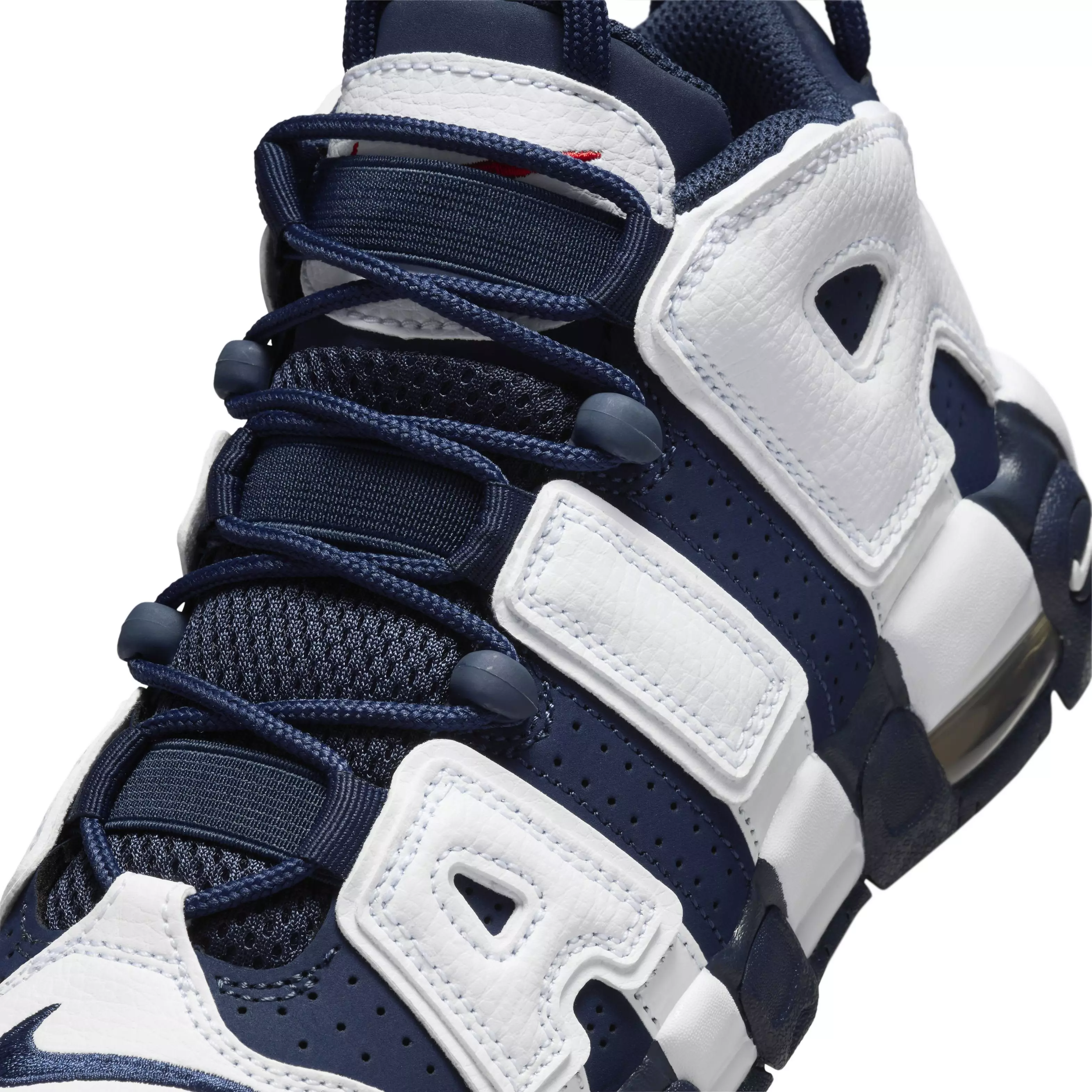 Nike Air More Uptempo "White/Metallic Gold/University Red/Midnight Navy" Grade School Boys' Shoe - WHITE/GOLD/RED/NAVY